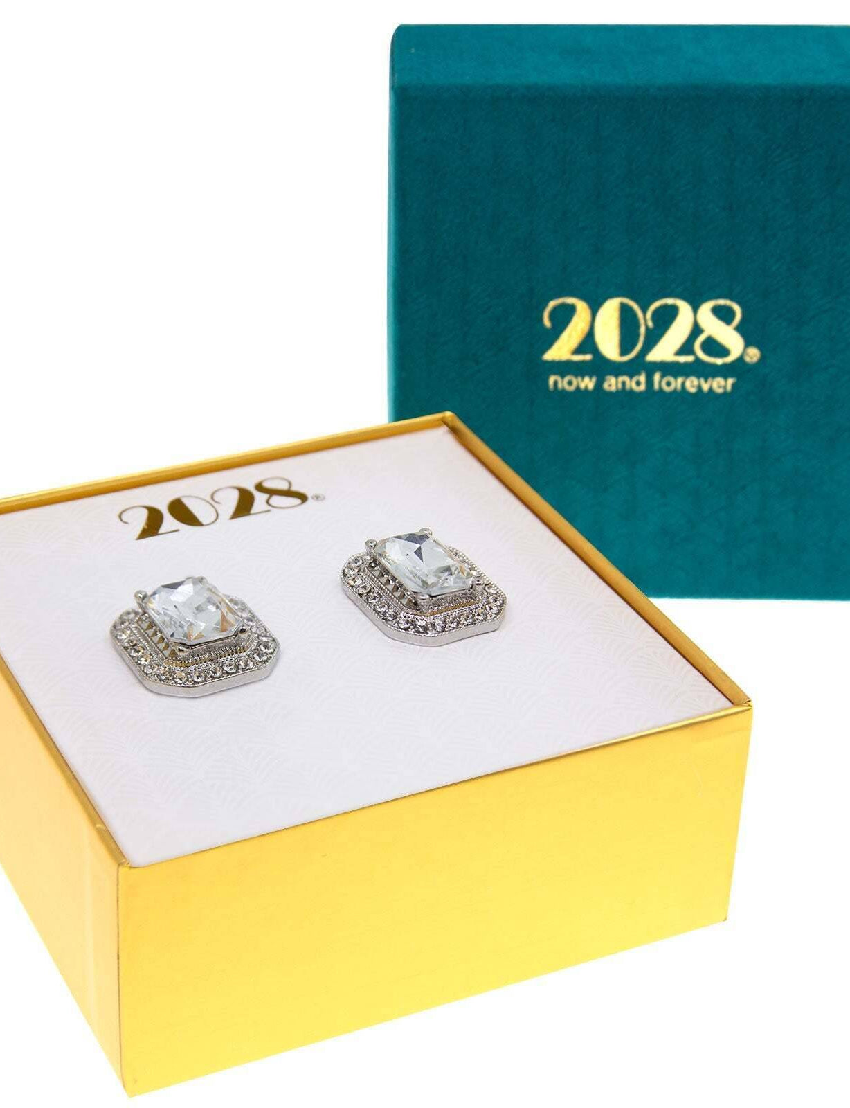 2028 Jewelry Crystal Octagon Button Earrings