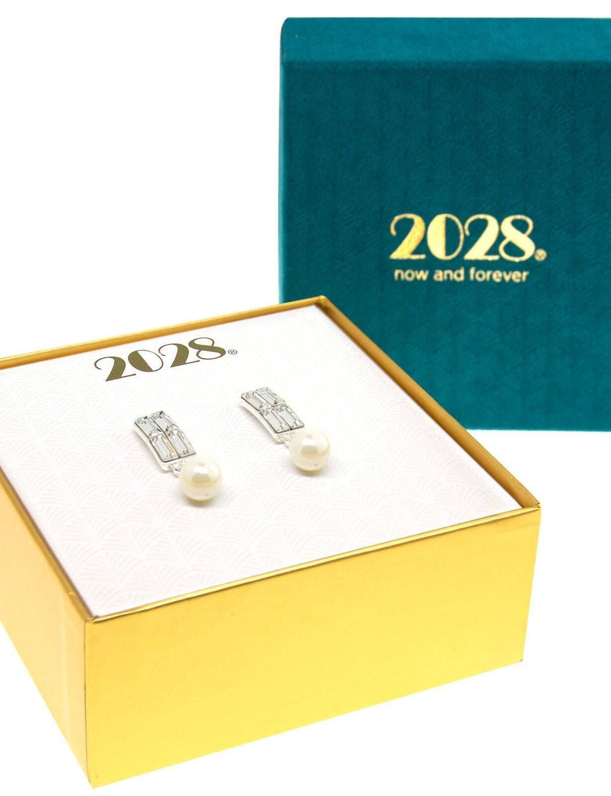 2028 Jewelry Crystal And 8Mmm Faux Pearl Drop Earrings