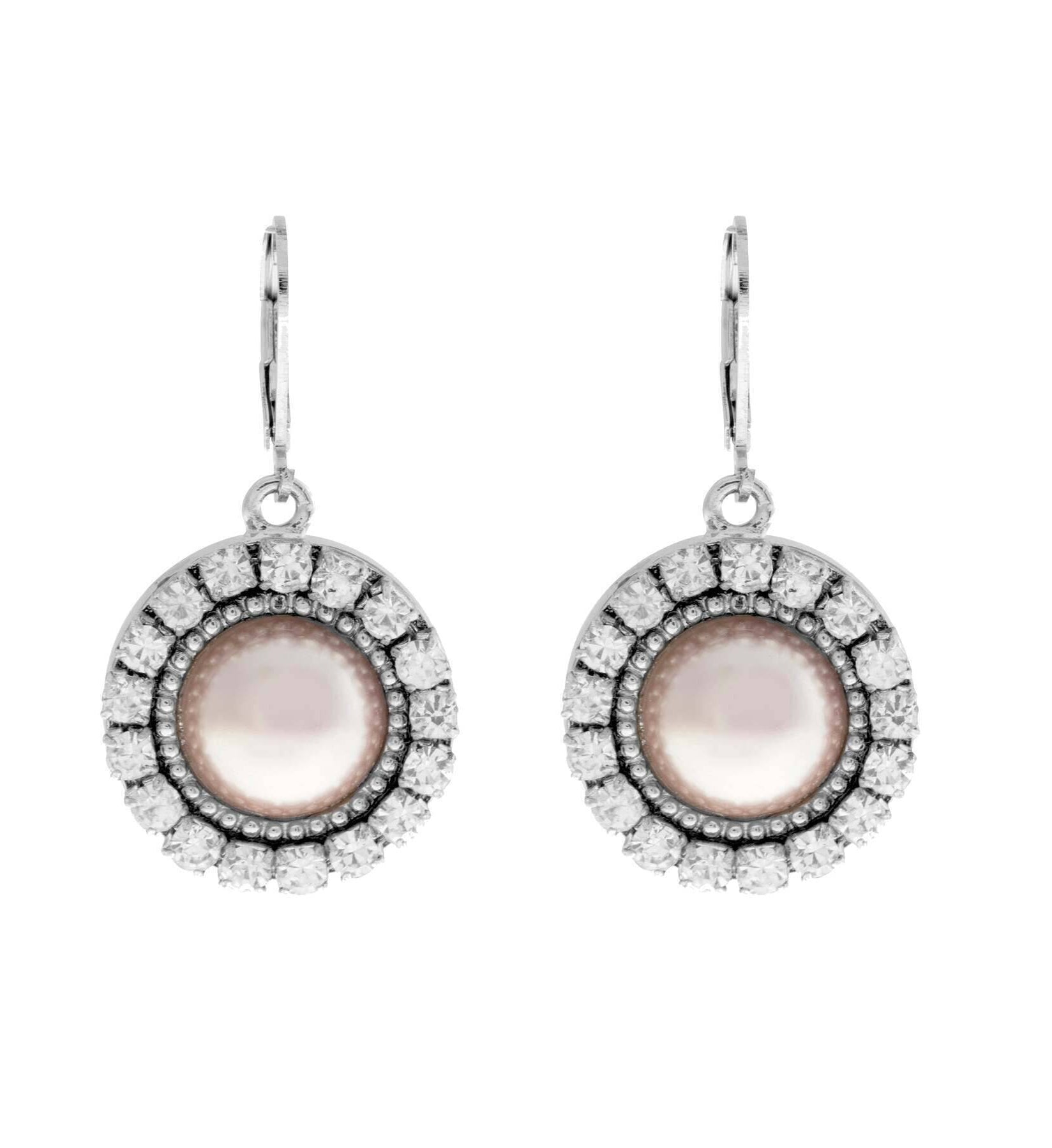 1928 Jewelry Round Crystal Faux Pearl Drop Earrings