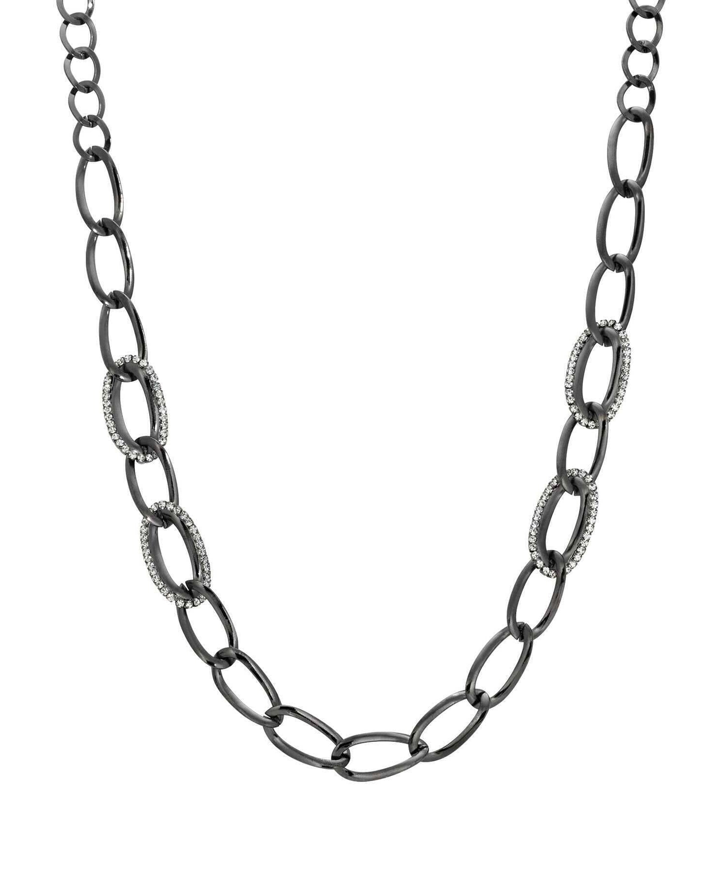 1928 Jewelry Classic Oval Link Crystal Accent Necklace 32"
