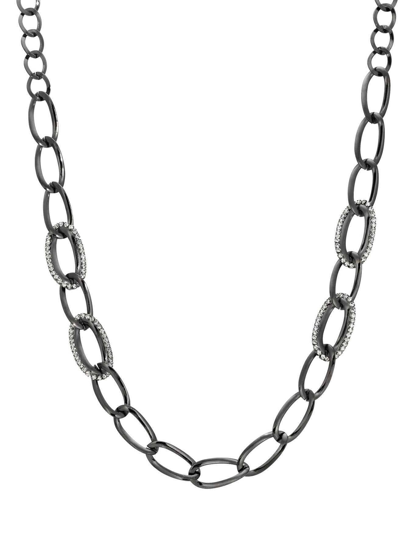 1928 Jewelry Classic Oval Link Crystal Accent Necklace 32"