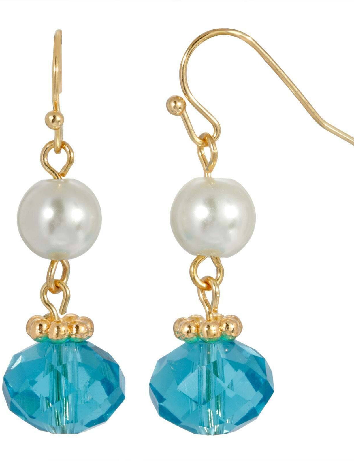 1928 Jewelry Faux Pearl & Bead Drop Earrings