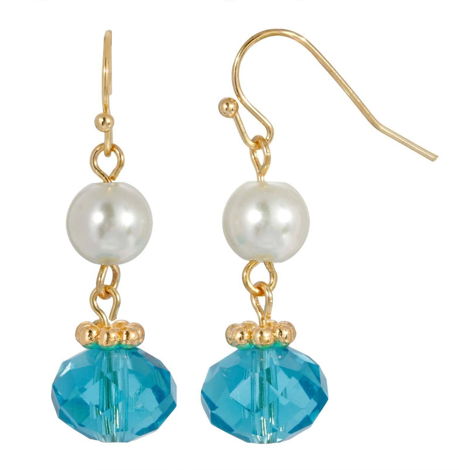 1928 Jewelry Faux Pearl & Bead Drop Earrings