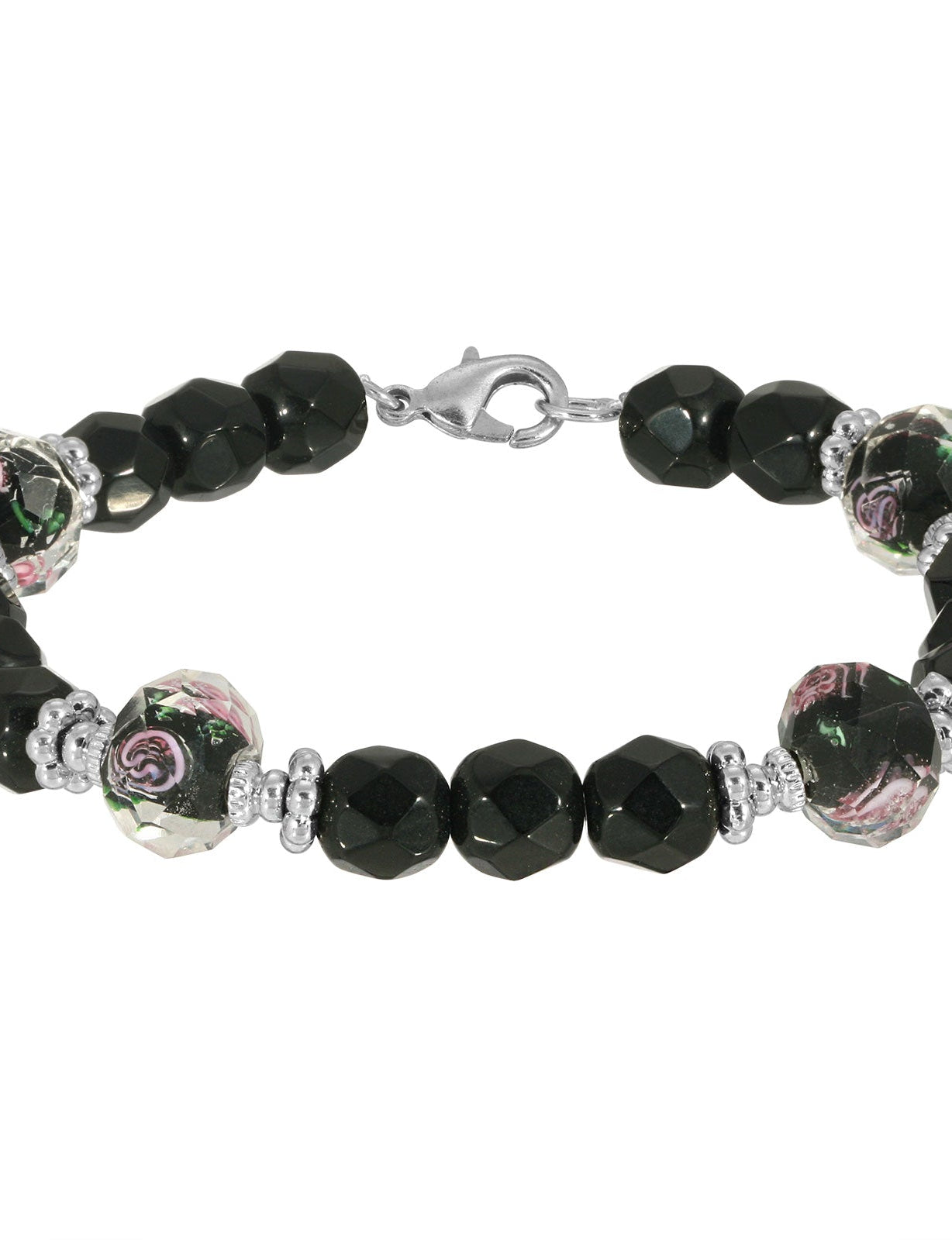 1928 Jewelry Black Floral Beaded Bracelet