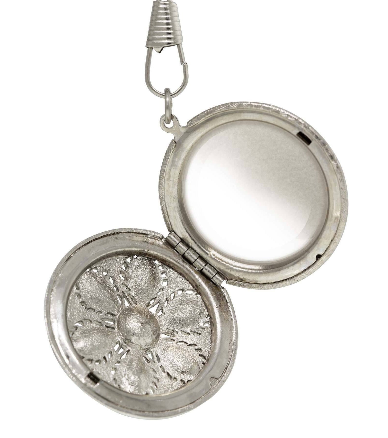 1928 Jewelry Patriotic Red White and Blue Crystal Locket Necklace 28"