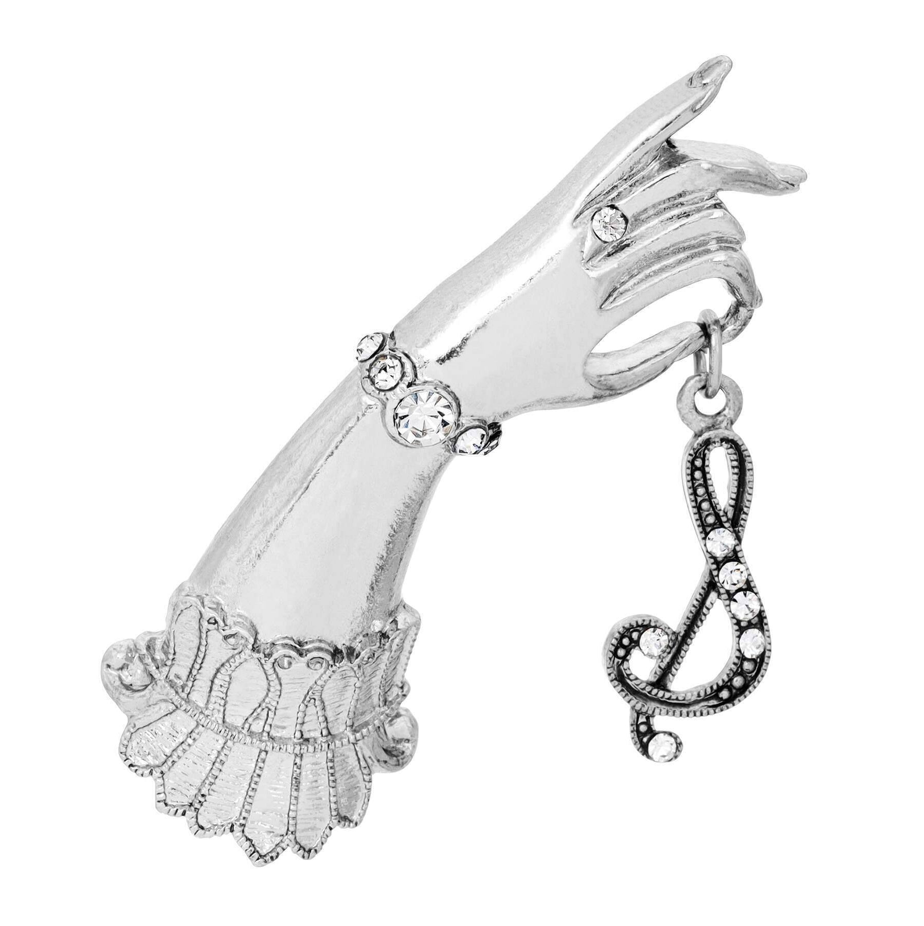1928 Jewelry Belle Epoch Victorian Hand Model Crystal Initial Pin