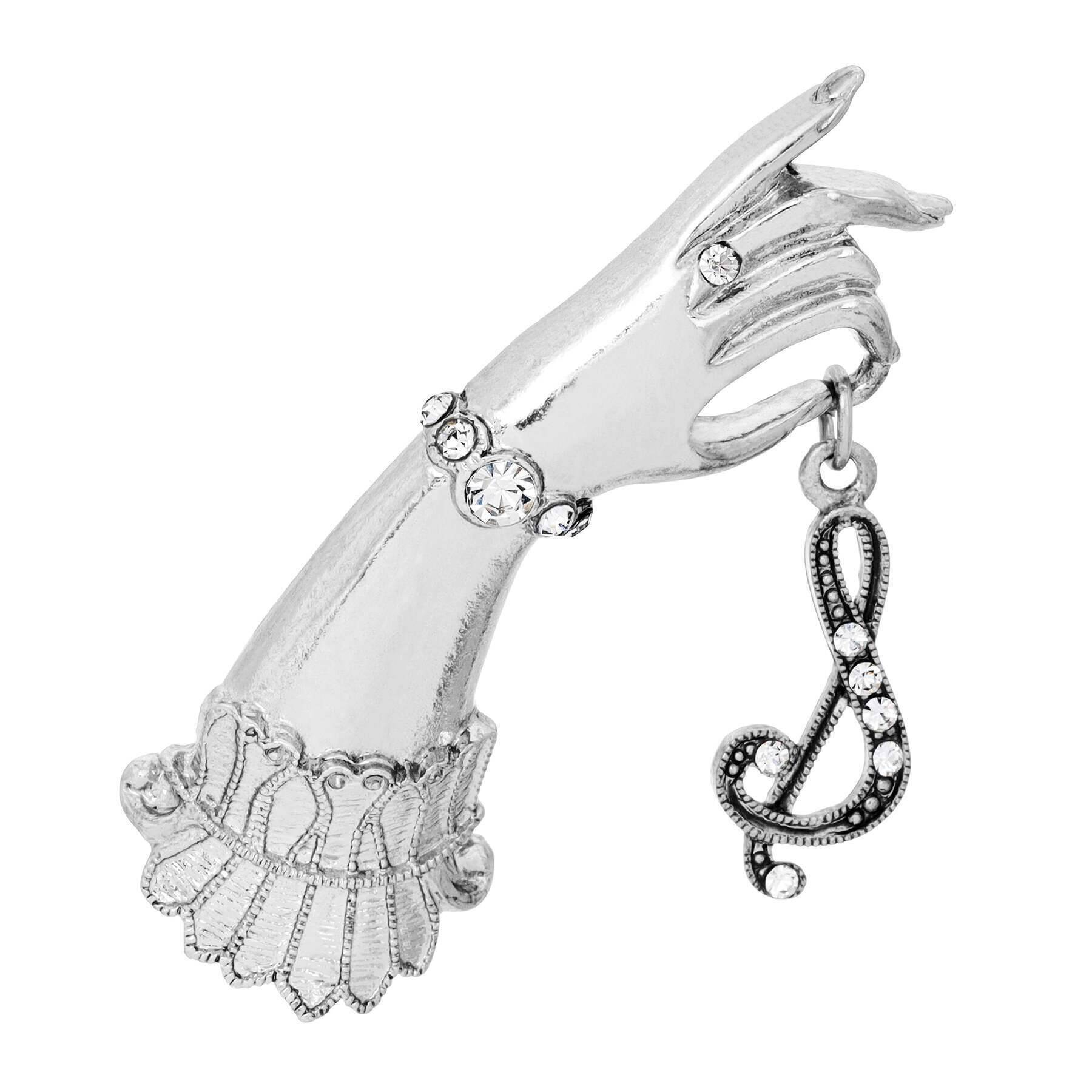 1928 Jewelry Belle Epoch Victorian Hand Model Crystal Initial Pin