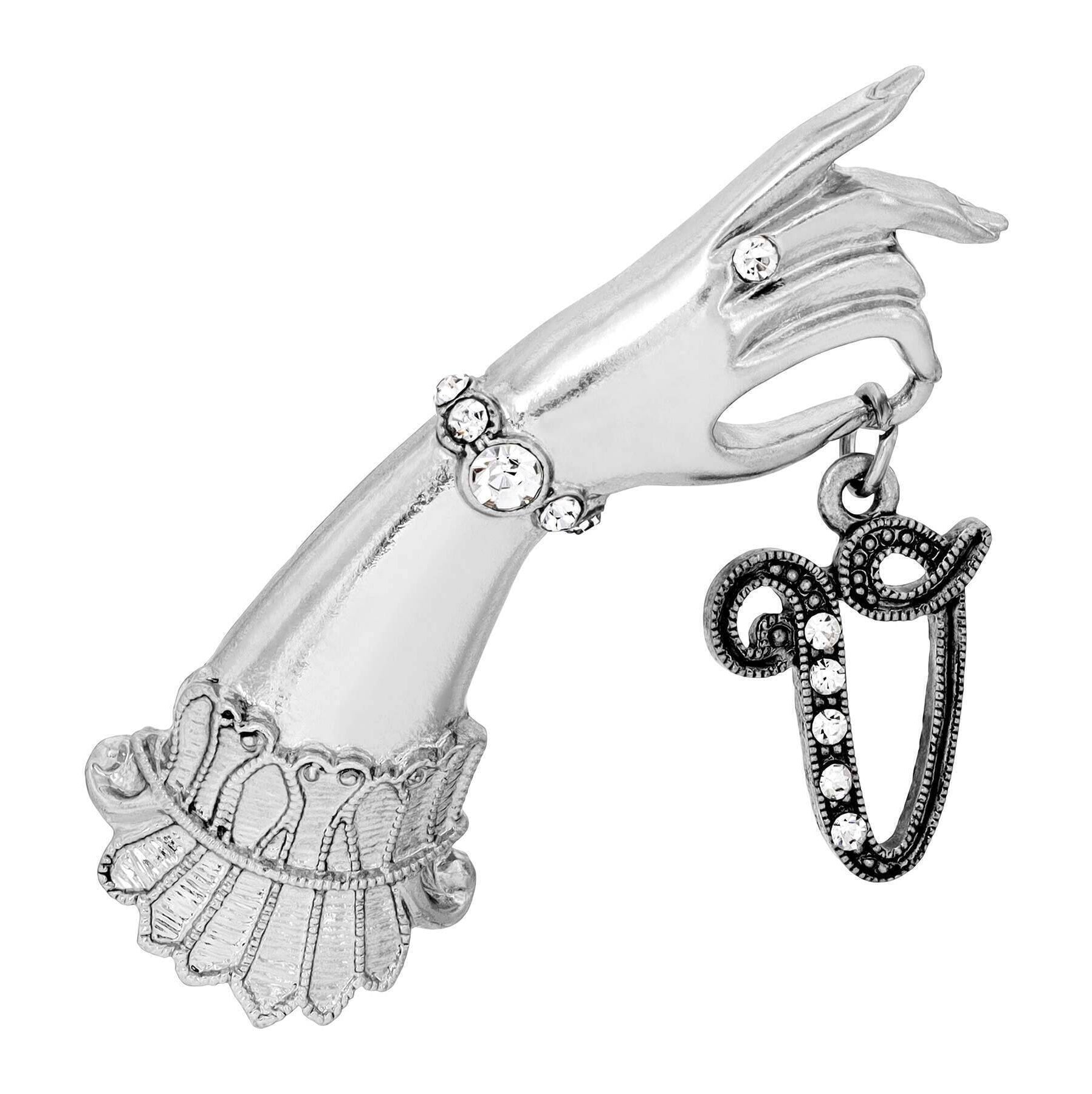 1928 Jewelry Belle Epoch Victorian Hand Model Crystal Initial Pin