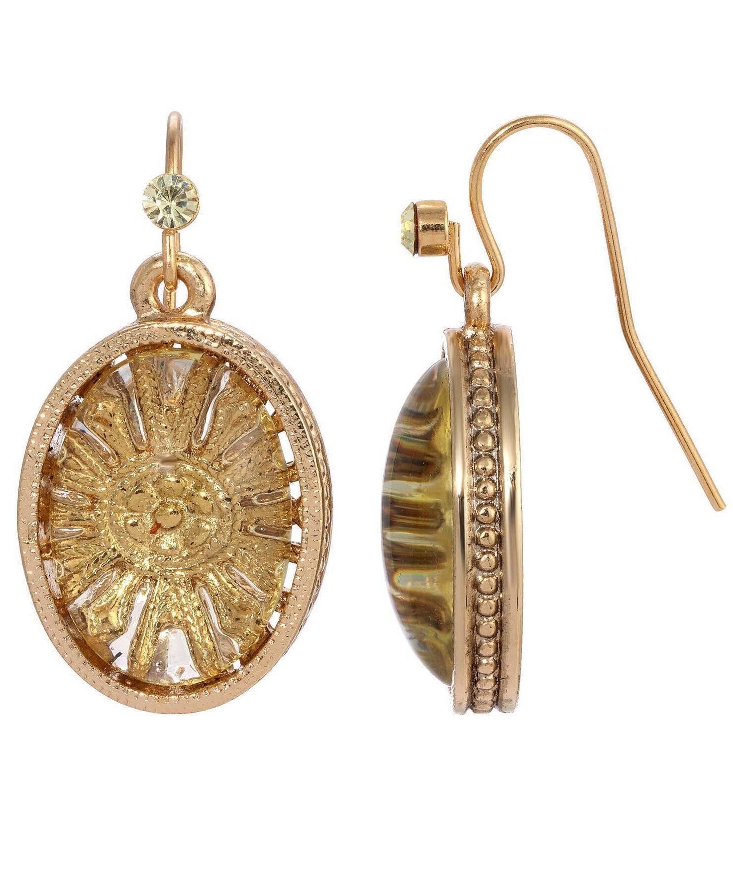 1928 Jewelry Flower Burst German Glass Drop Earrings