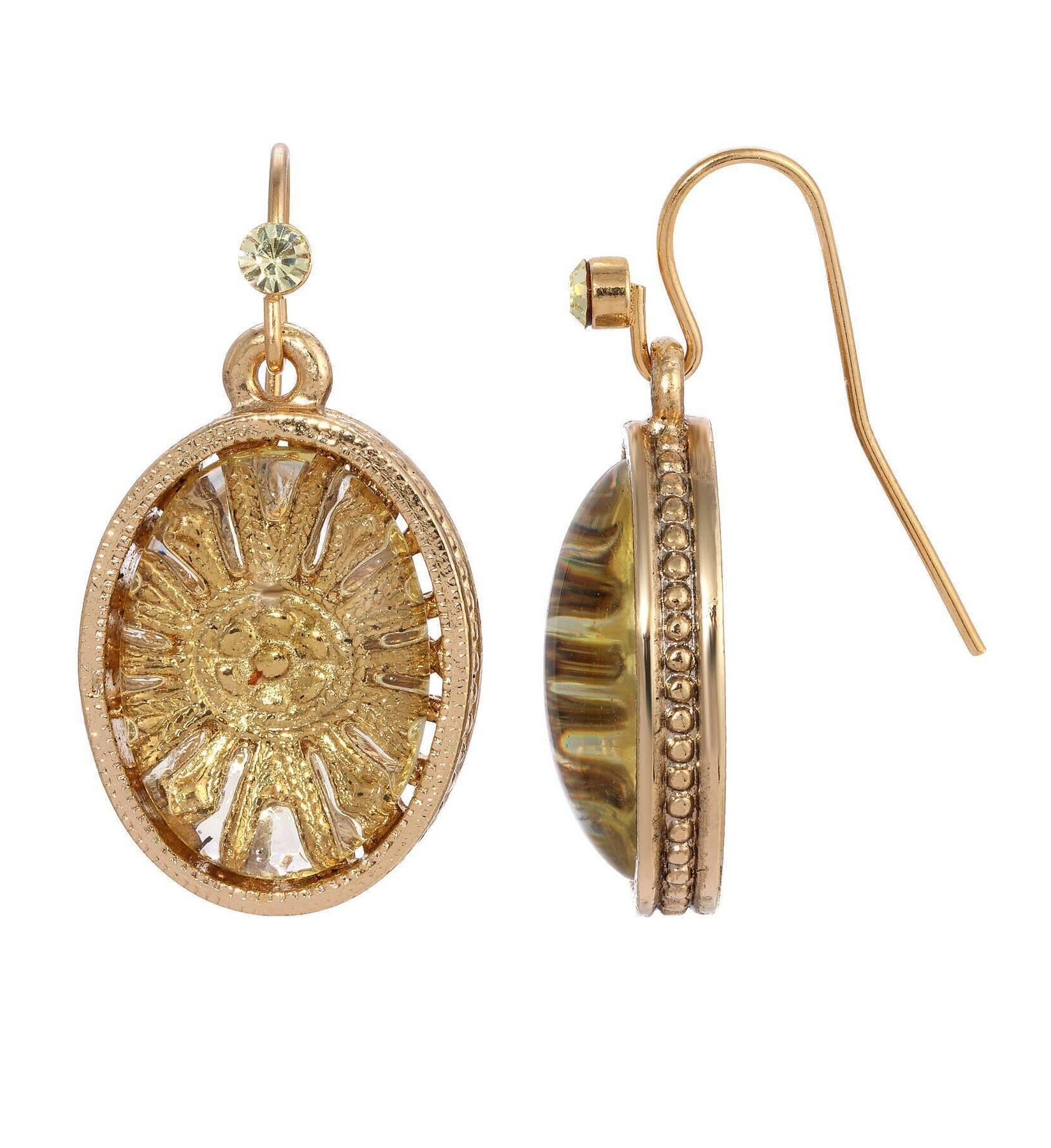 1928 Jewelry Flower Burst German Glass Drop Earrings