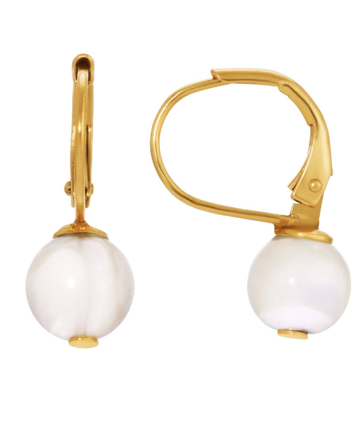 1928 Jewelry Sleek White Round Mother Of Pearl Drop Bead Earrings