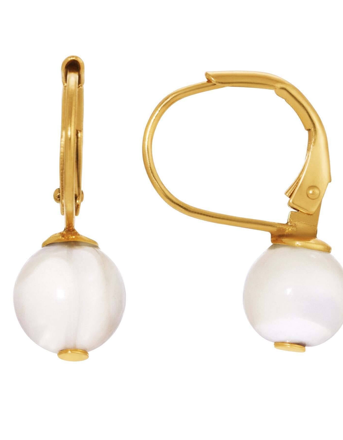 1928 Jewelry Sleek White Round Mother Of Pearl Drop Bead Earrings