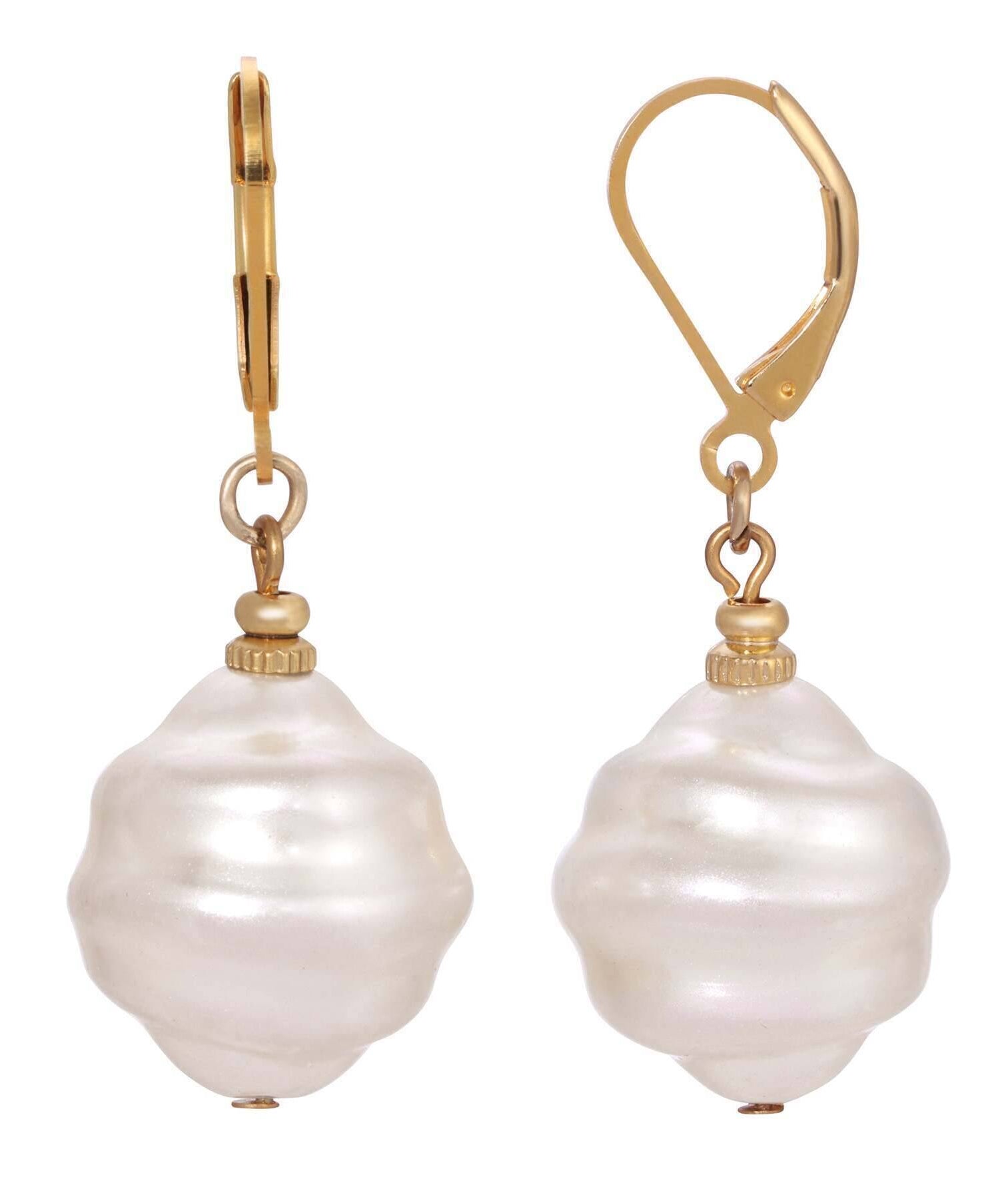 1928 Jewelry White Orbit Faux Pearl Bead Drop Earrings
