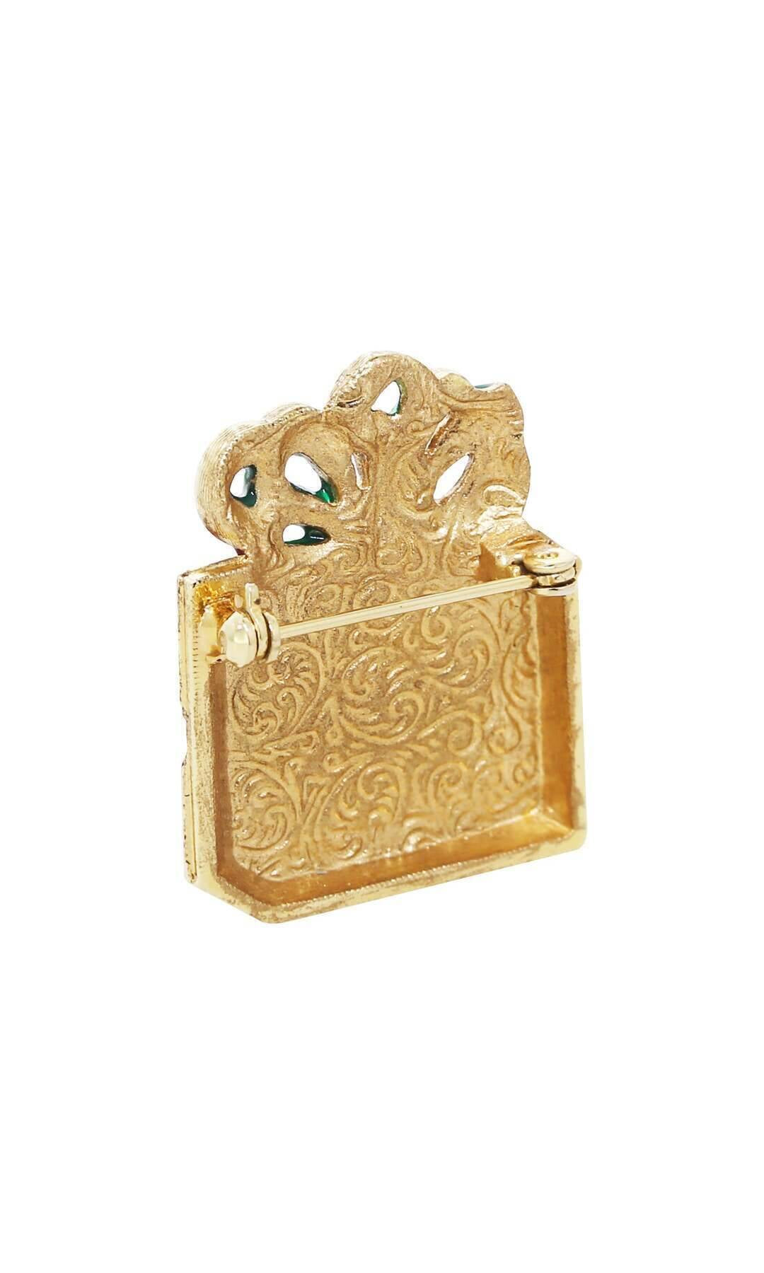 1928 Jewelry Red Christmas Present Crystal Gift Box Brooch Pin