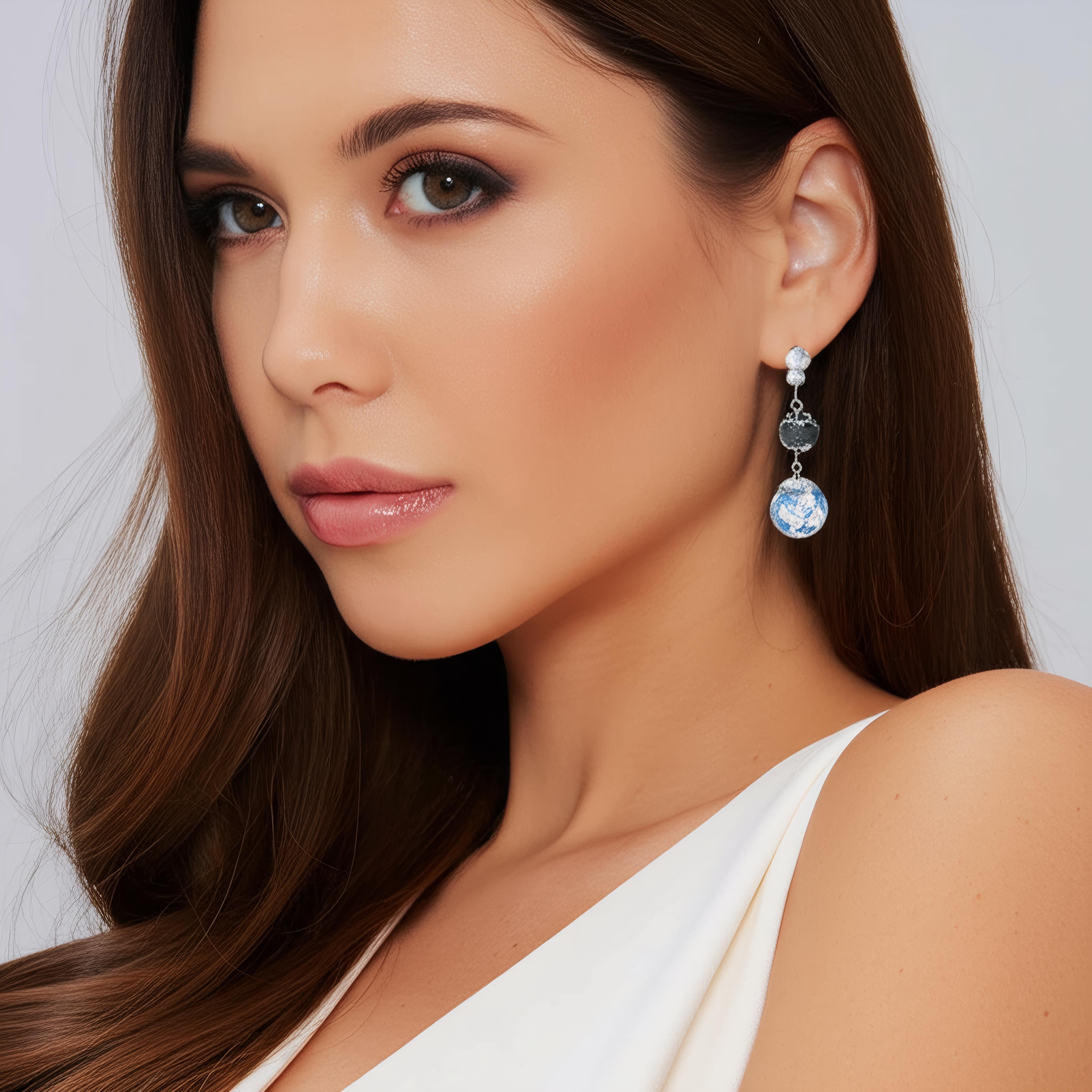 1928 Jewelry Blue Willow Dark Blue And Beaded Drop Clip On Earrings