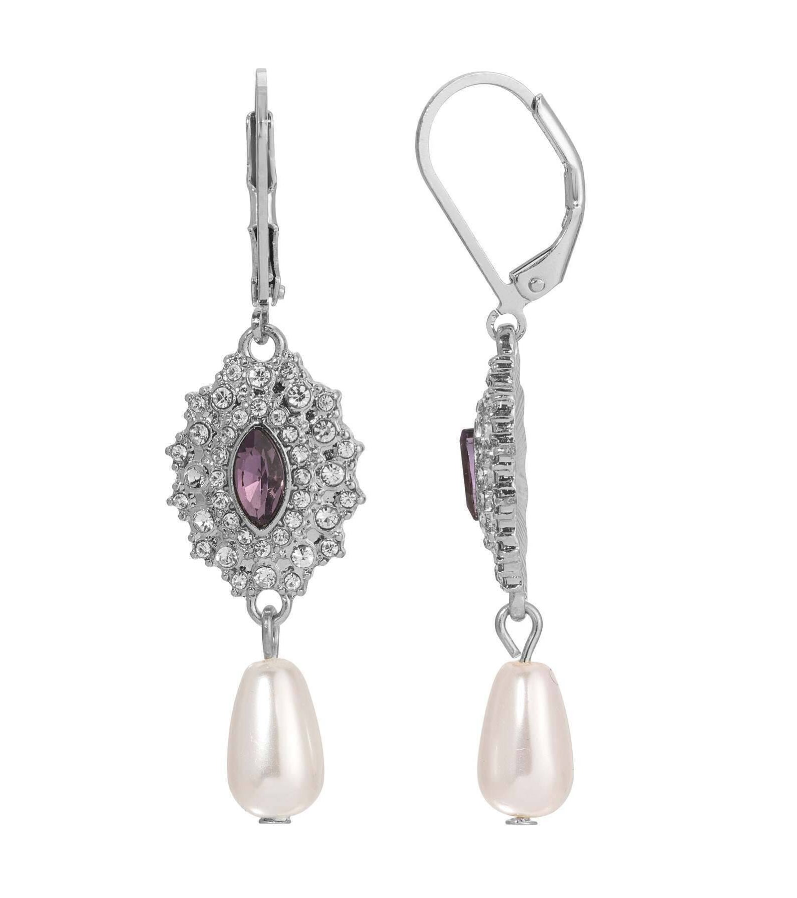 Regency Starburst Crystal Pearl Drop Earrings