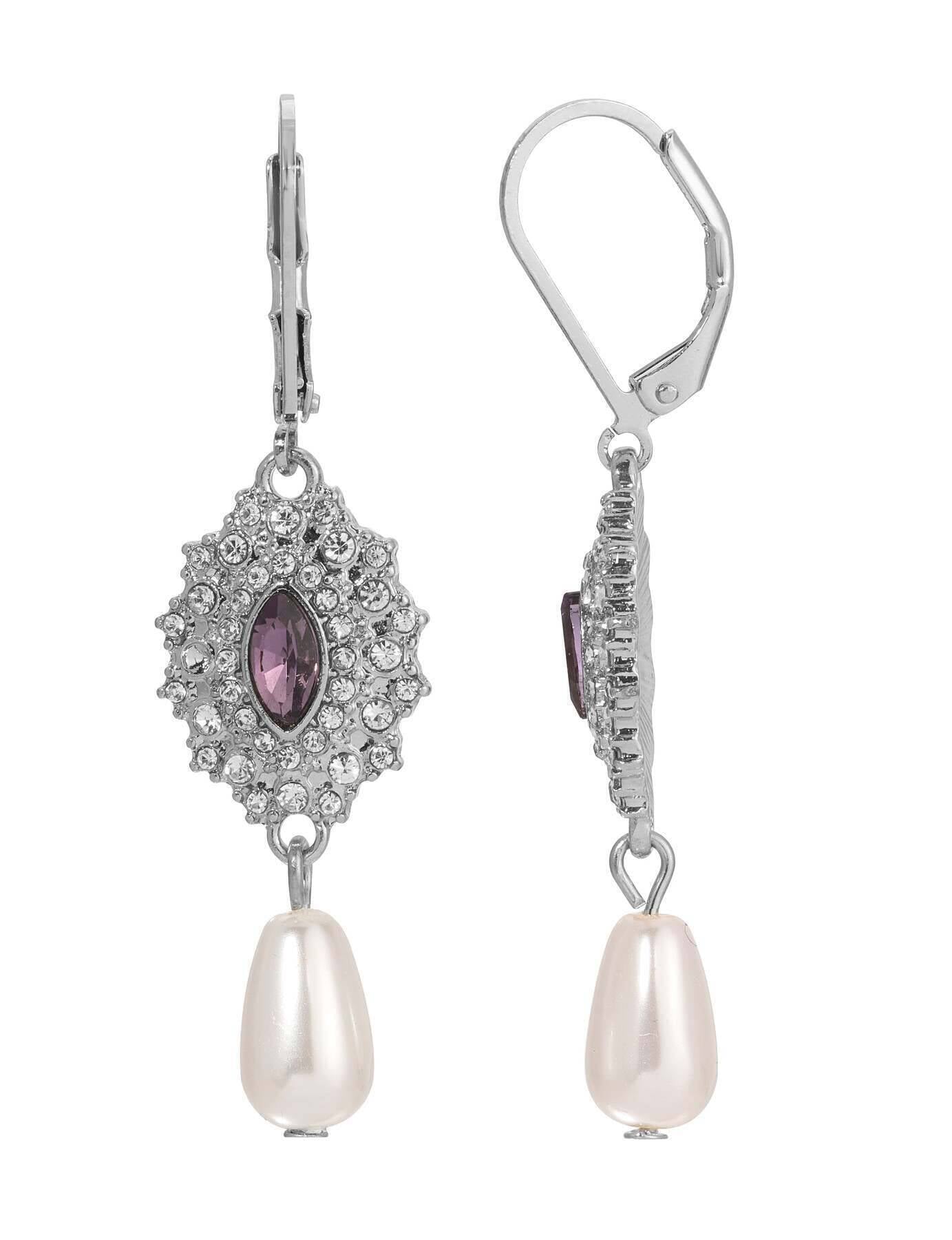 Regency Starburst Crystal Pearl Drop Earrings