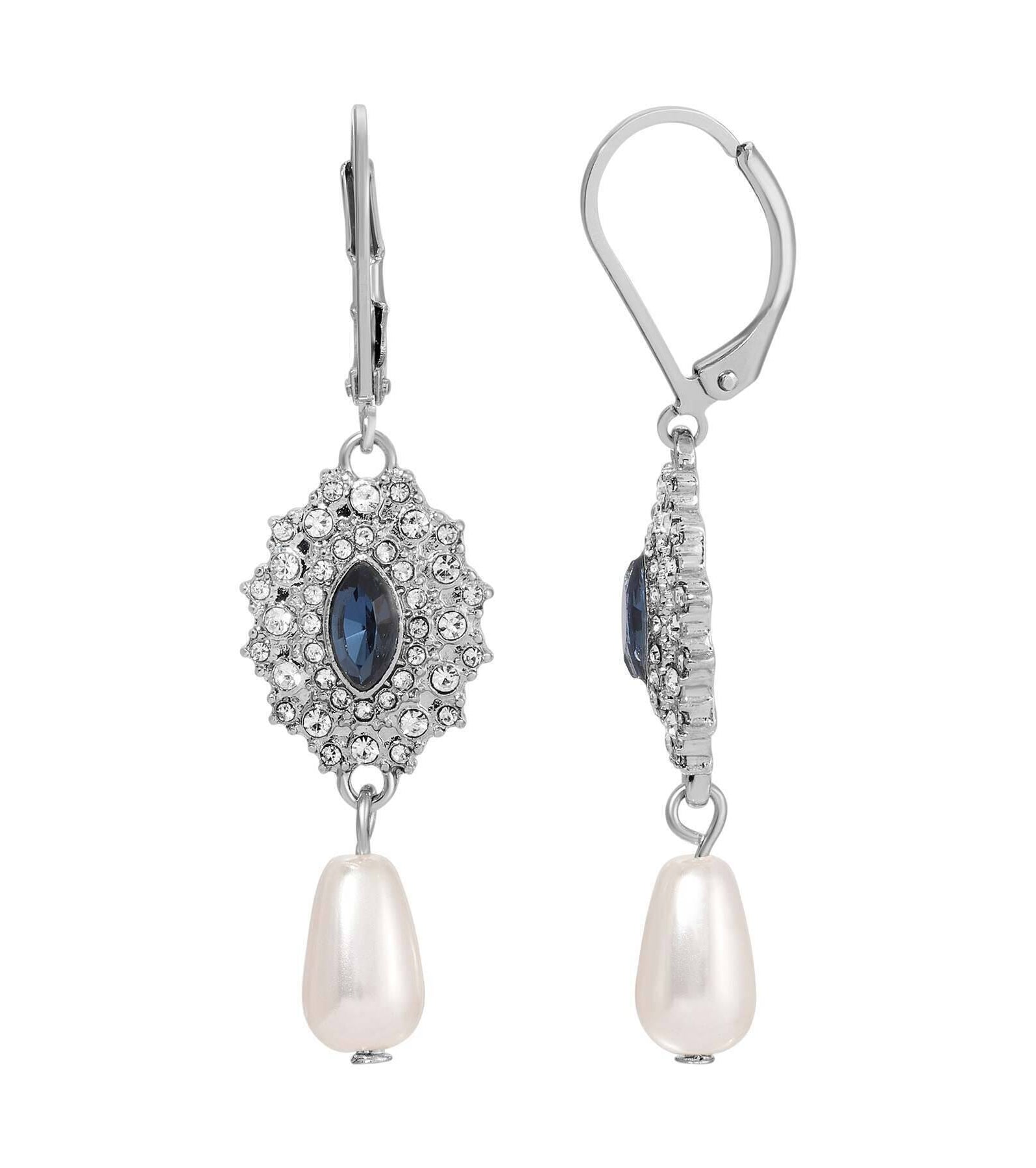 Regency Starburst Crystal Pearl Drop Earrings