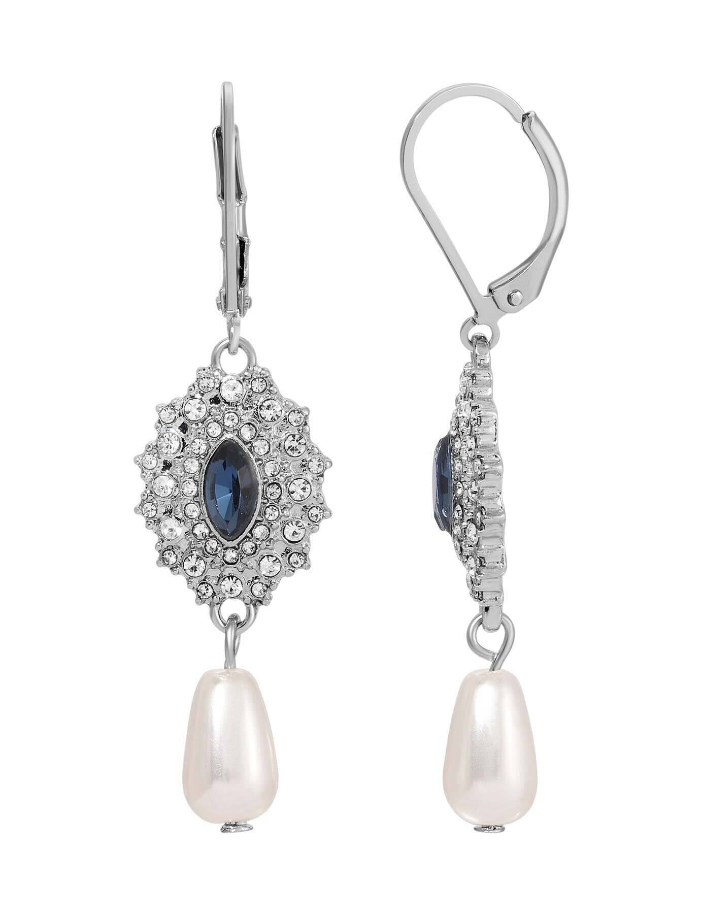 Regency Starburst Crystal Pearl Drop Earrings