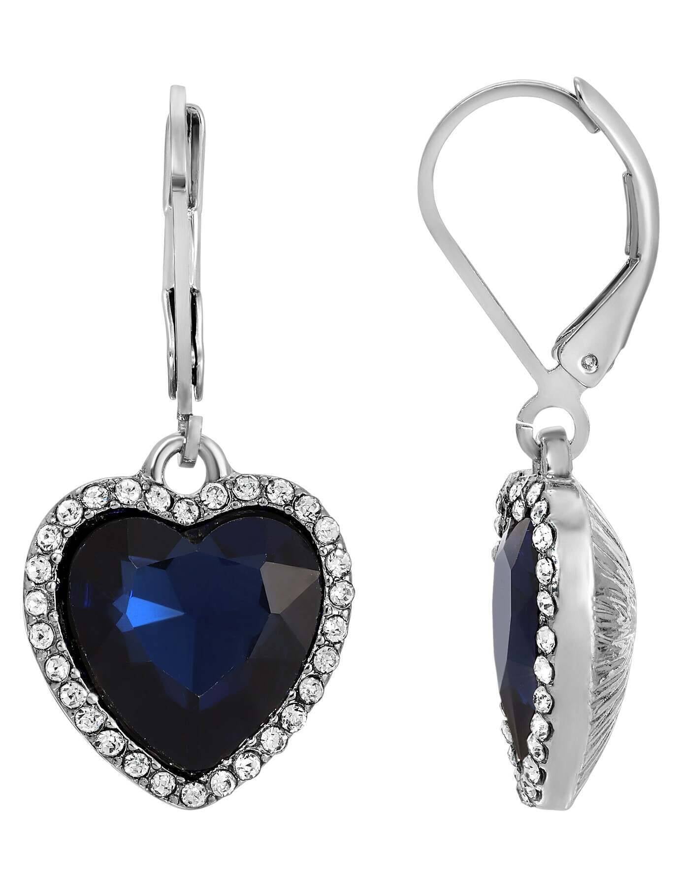 Regency Stone Heart Crystal Drop Earrings