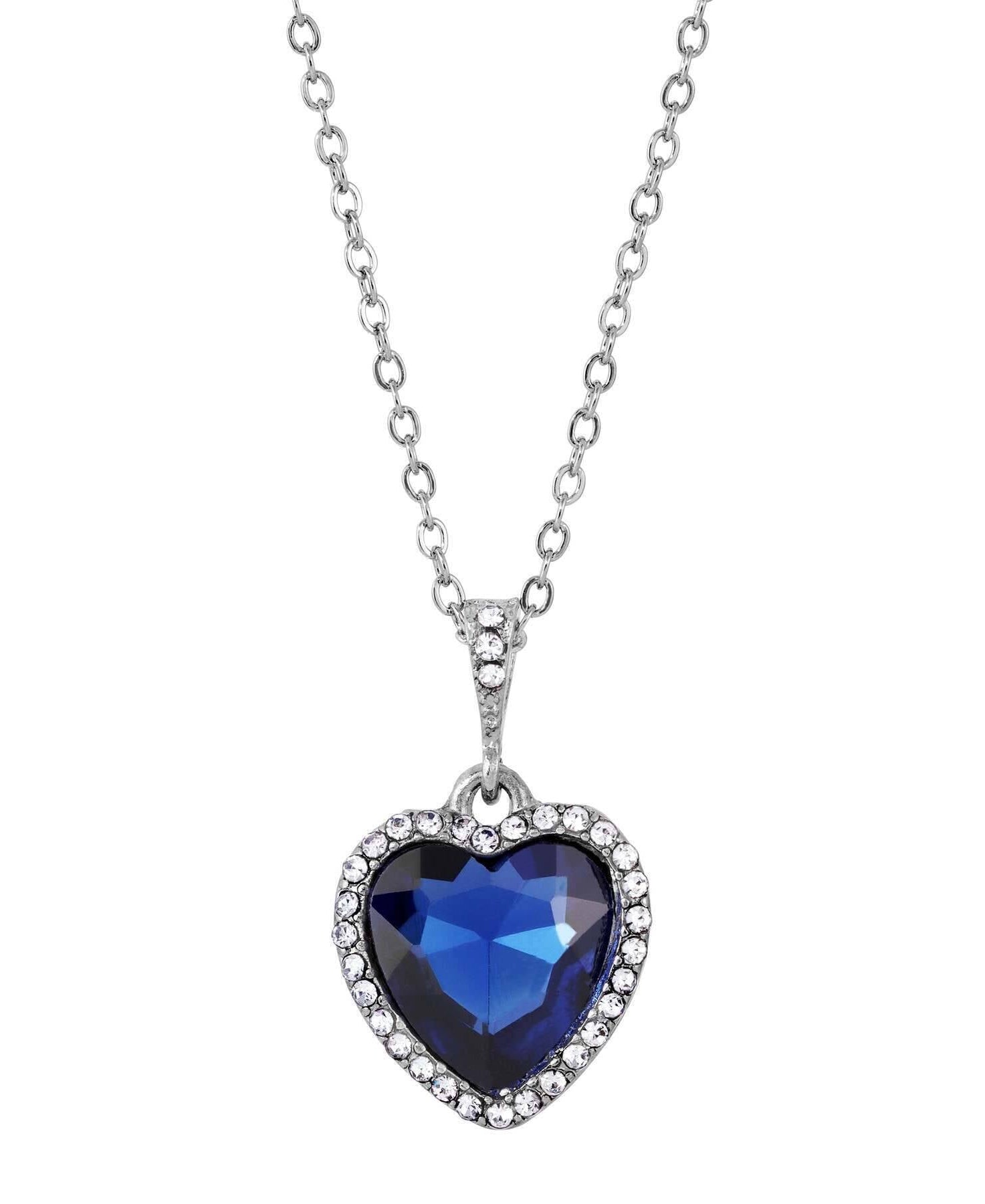 Regency Stone Heart Crystal Pendant Necklace 16" + 3" Extender