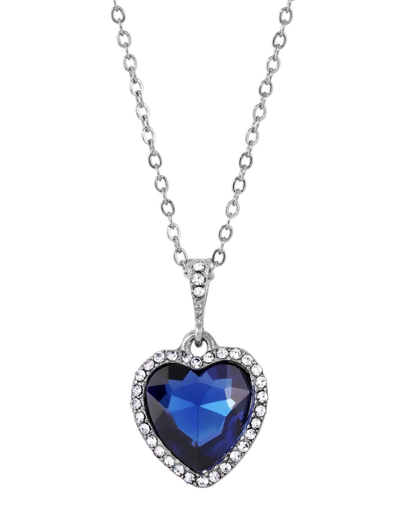 Regency Stone Heart Crystal Pendant Necklace 16" + 3" Extender