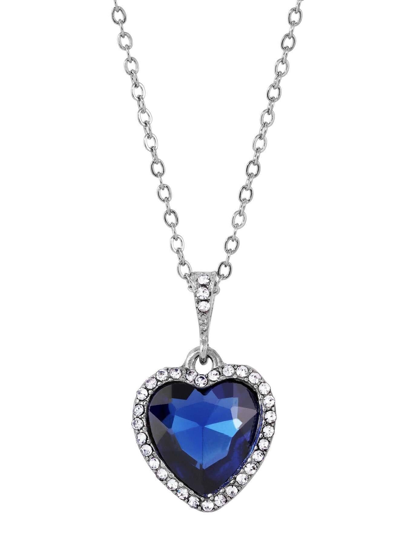 Regency Stone Heart Crystal Pendant Necklace 16" + 3" Extender