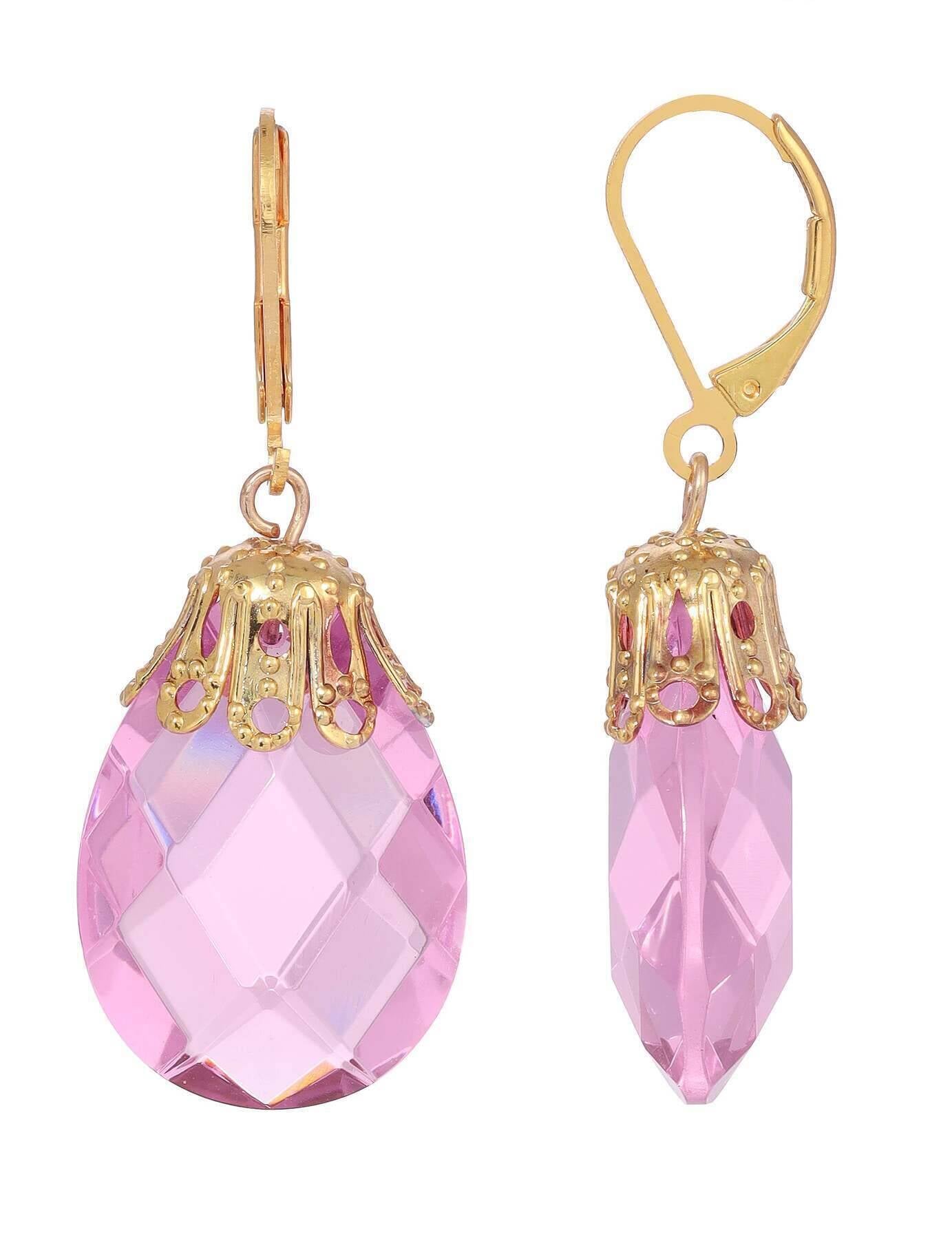 1928 Jewelry Briolette Faceted Glass Stone Drop Earrings