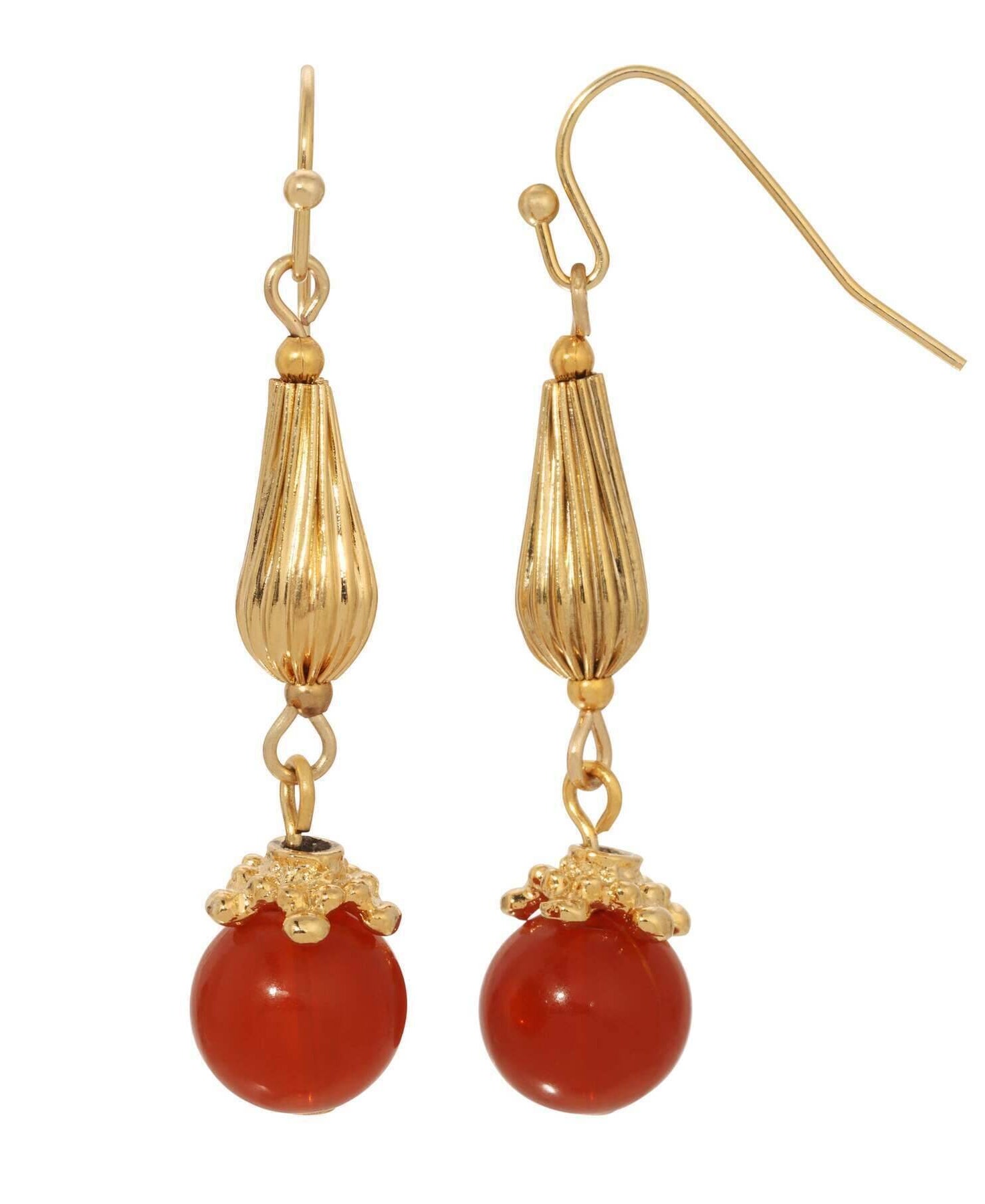 1928 Jewelry Carnelian Bead Heritage Treasure Drop Earrings