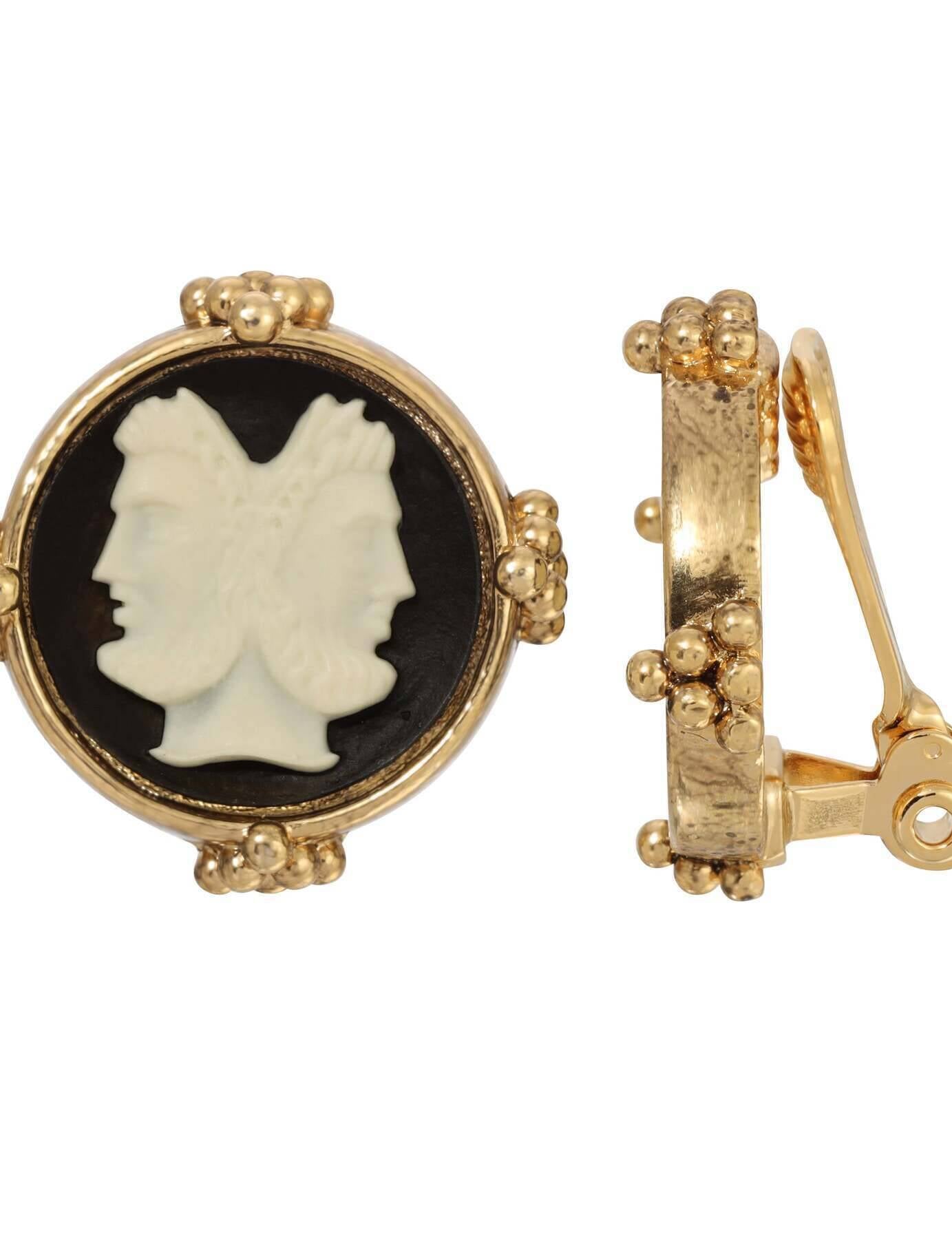 1928 Jewelry Janus Cameo Clip On Earring