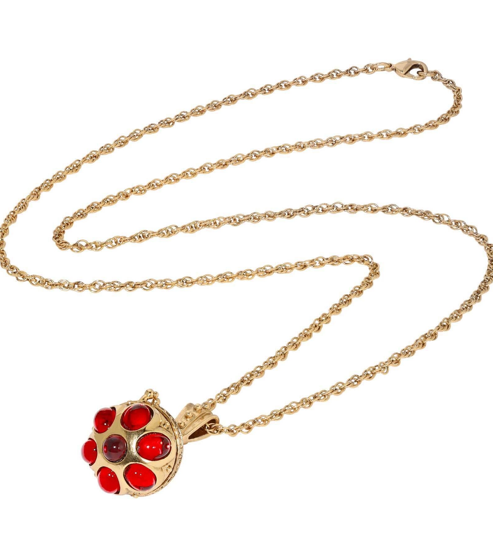 1928 Jewelry Borgia Garnet And Ruby Stone Locket Necklace 30"