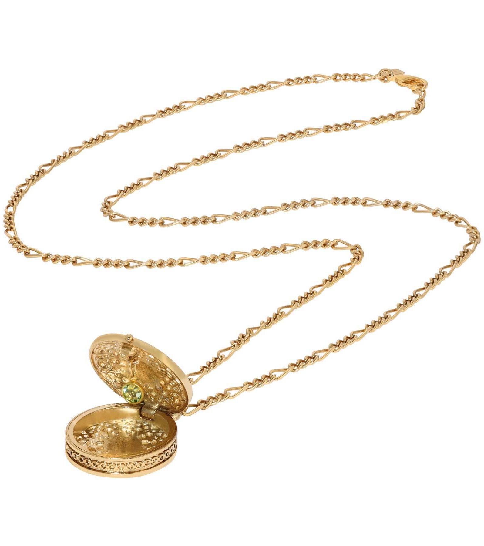 1928 Jewelry Moroccan Inspired Abalone & Peridot Green Crystal Locket Necklace 34"