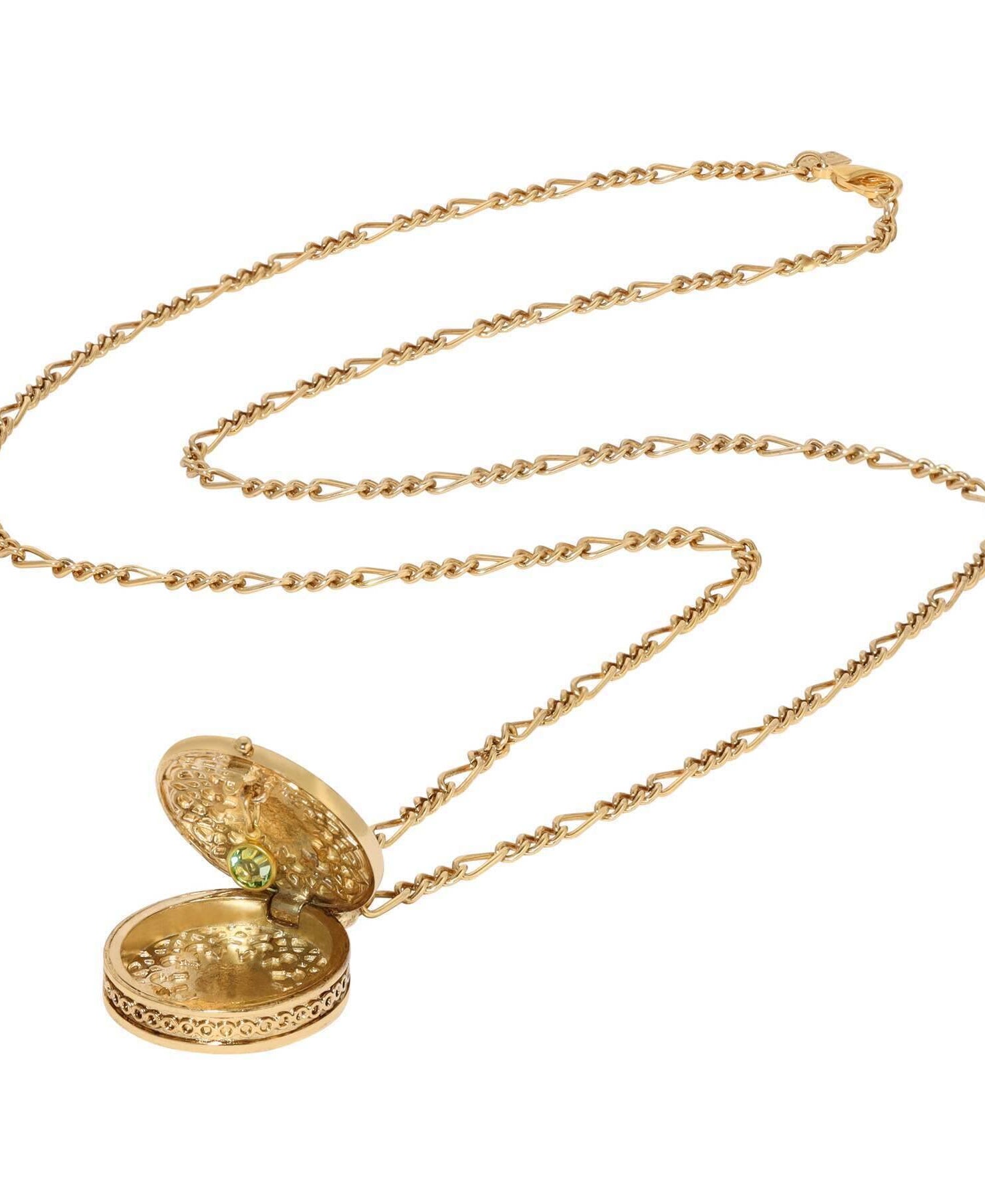 1928 Jewelry Moroccan Inspired Abalone & Peridot Green Crystal Locket Necklace 34"