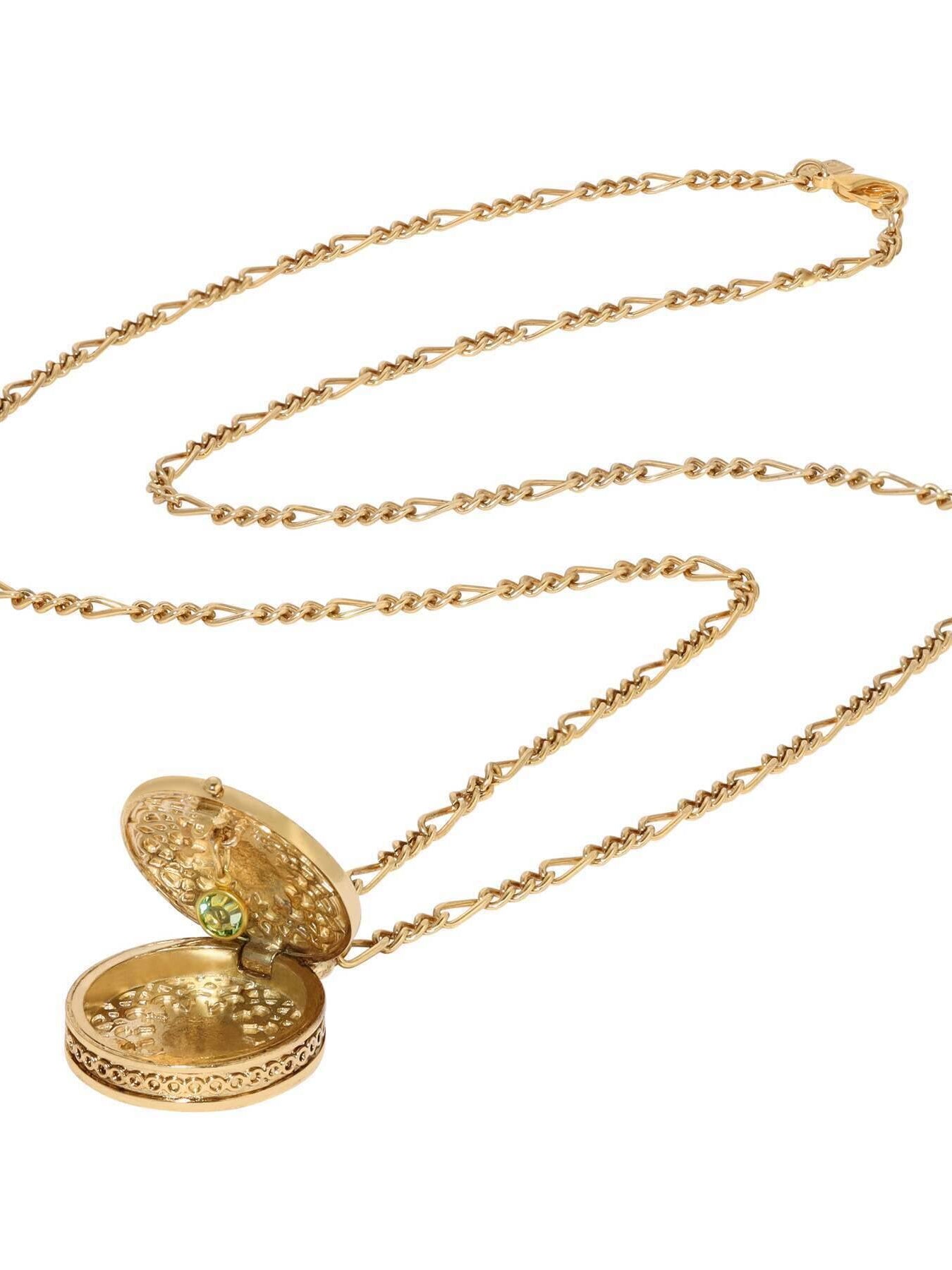 1928 Jewelry Moroccan Inspired Abalone & Peridot Green Crystal Locket Necklace 34"