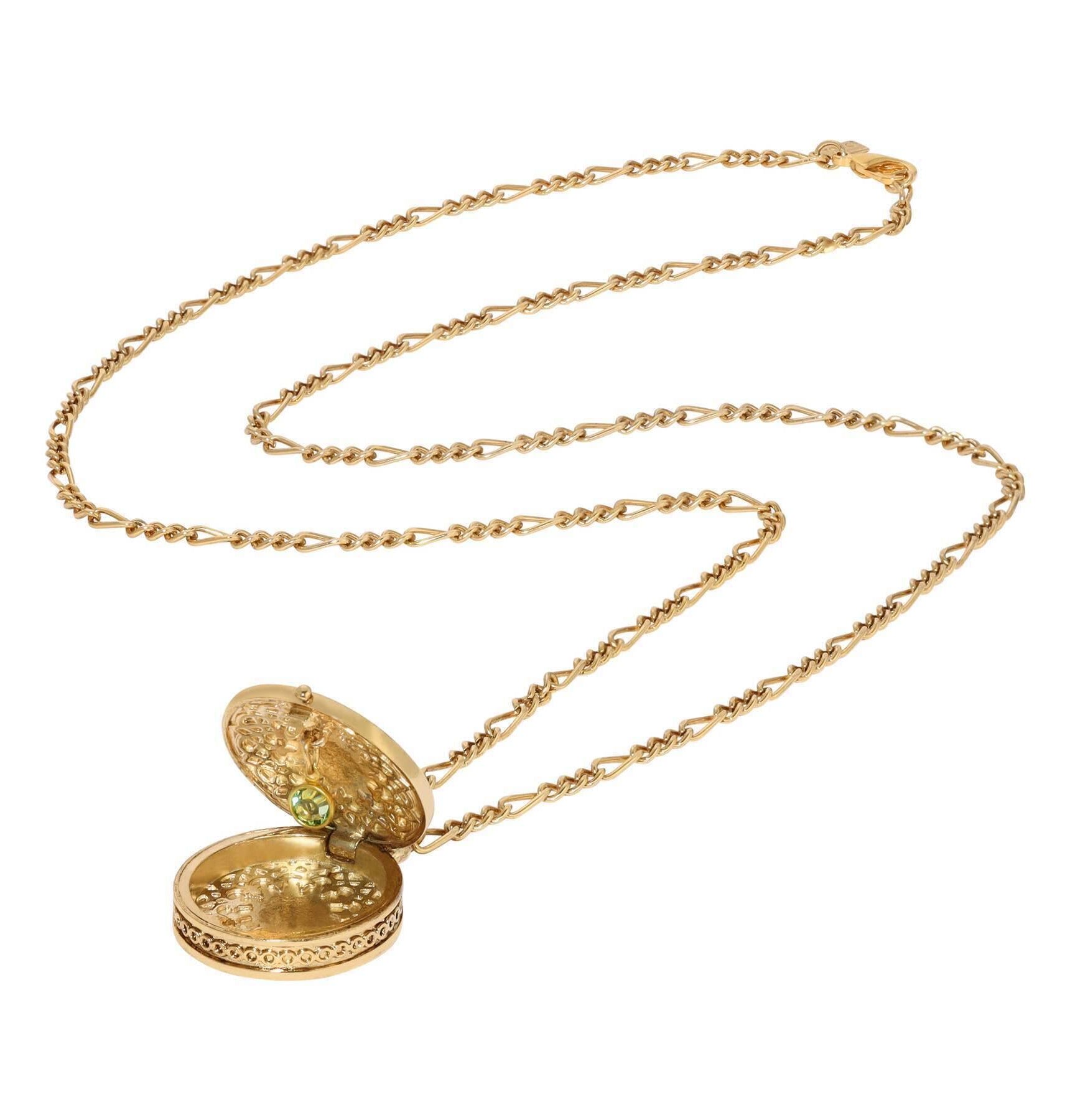 1928 Jewelry Moroccan Inspired Abalone & Peridot Green Crystal Locket Necklace 34"