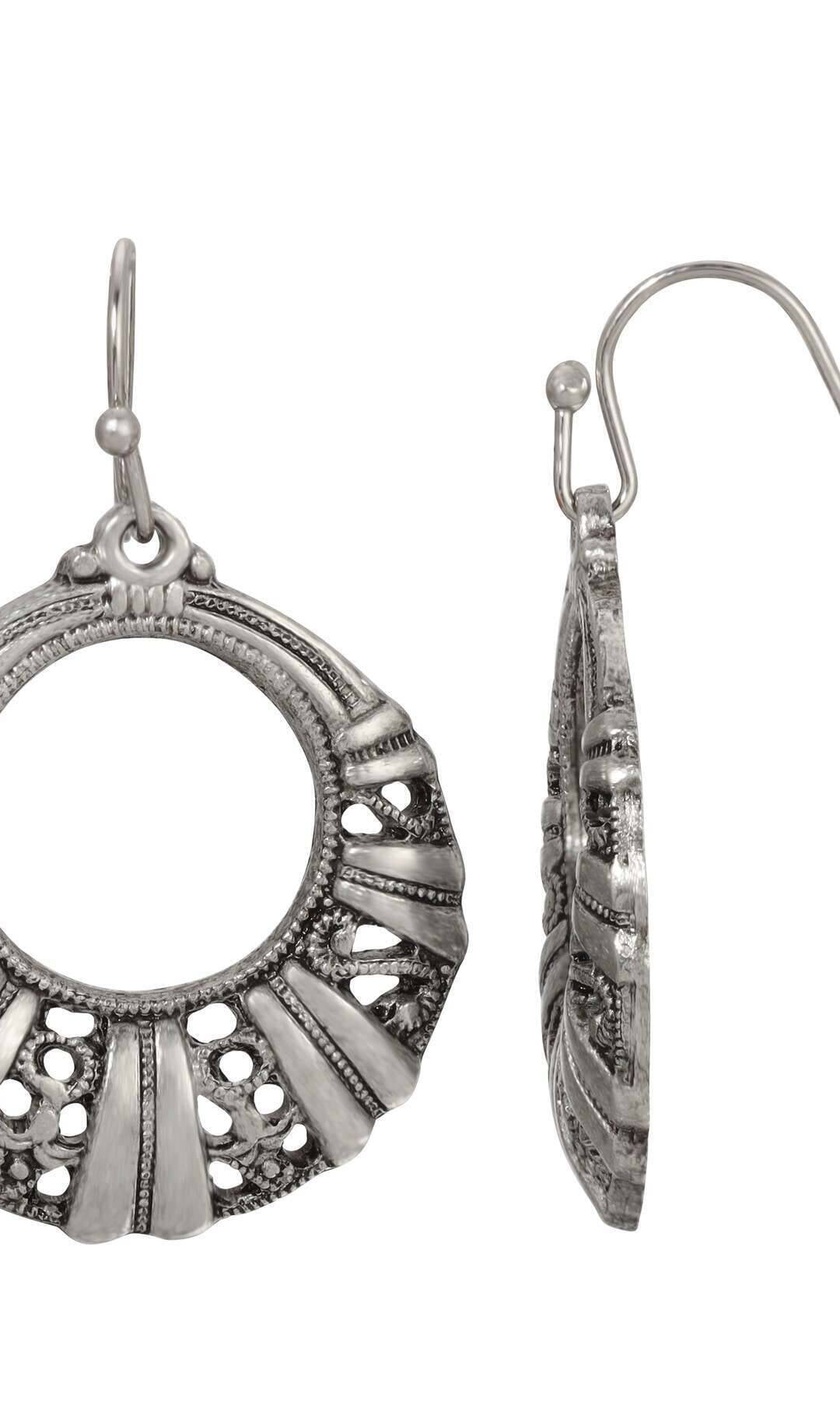 1928 Jewelry Classic Decorative Round Hoop Drop Earrings