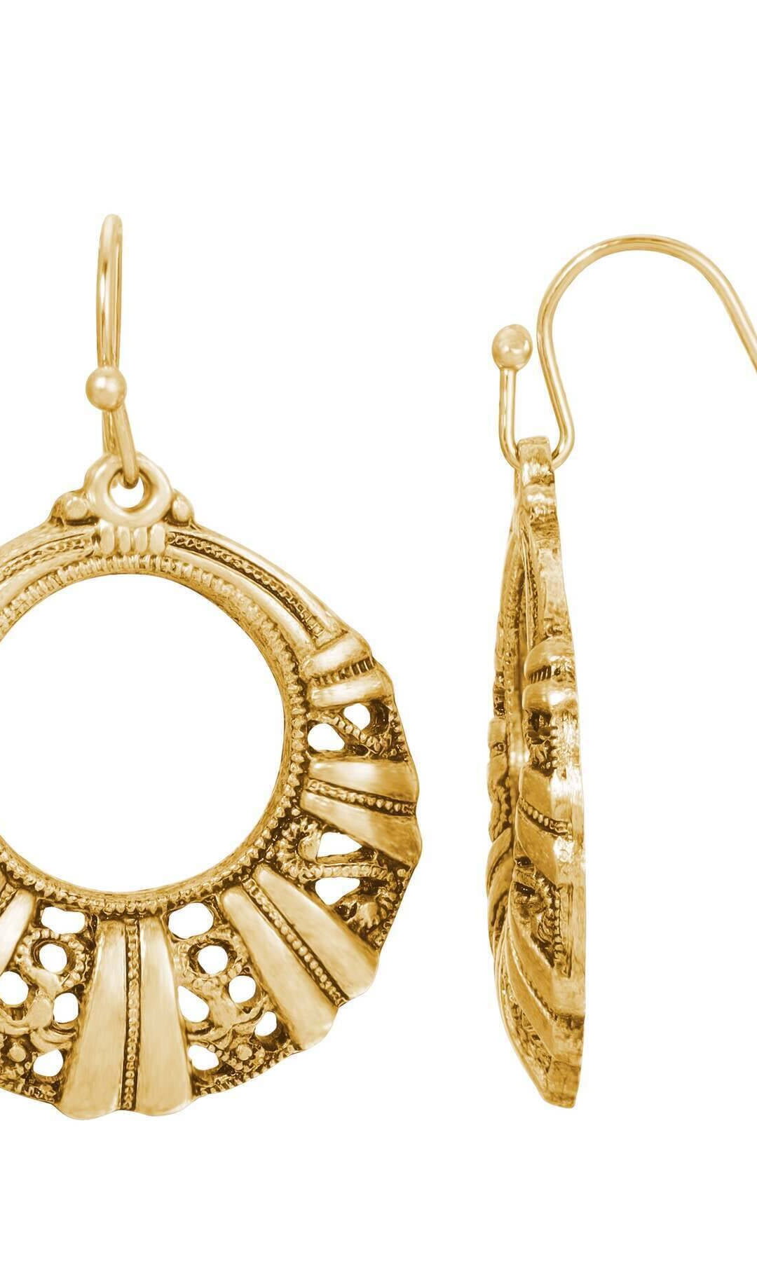 1928 Jewelry Classic Decorative Round Hoop Drop Earrings
