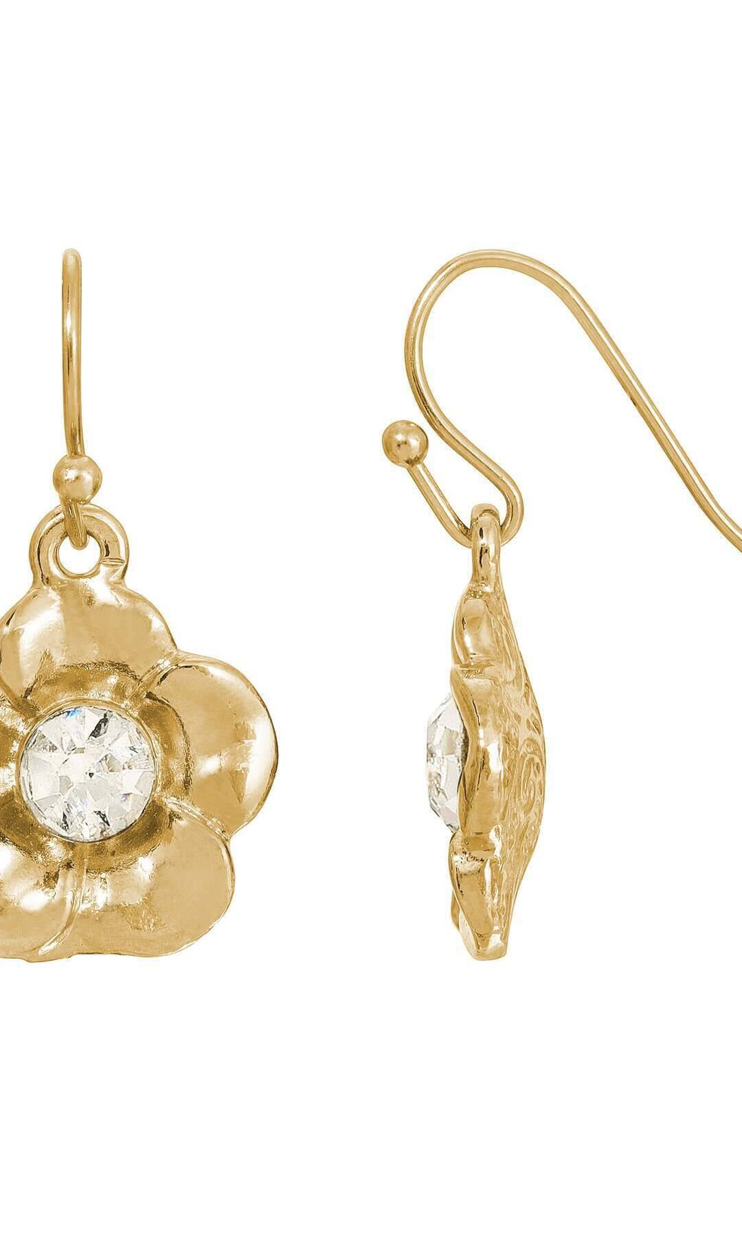 1928 Jewelry Flower & Crystal Drop Earrings