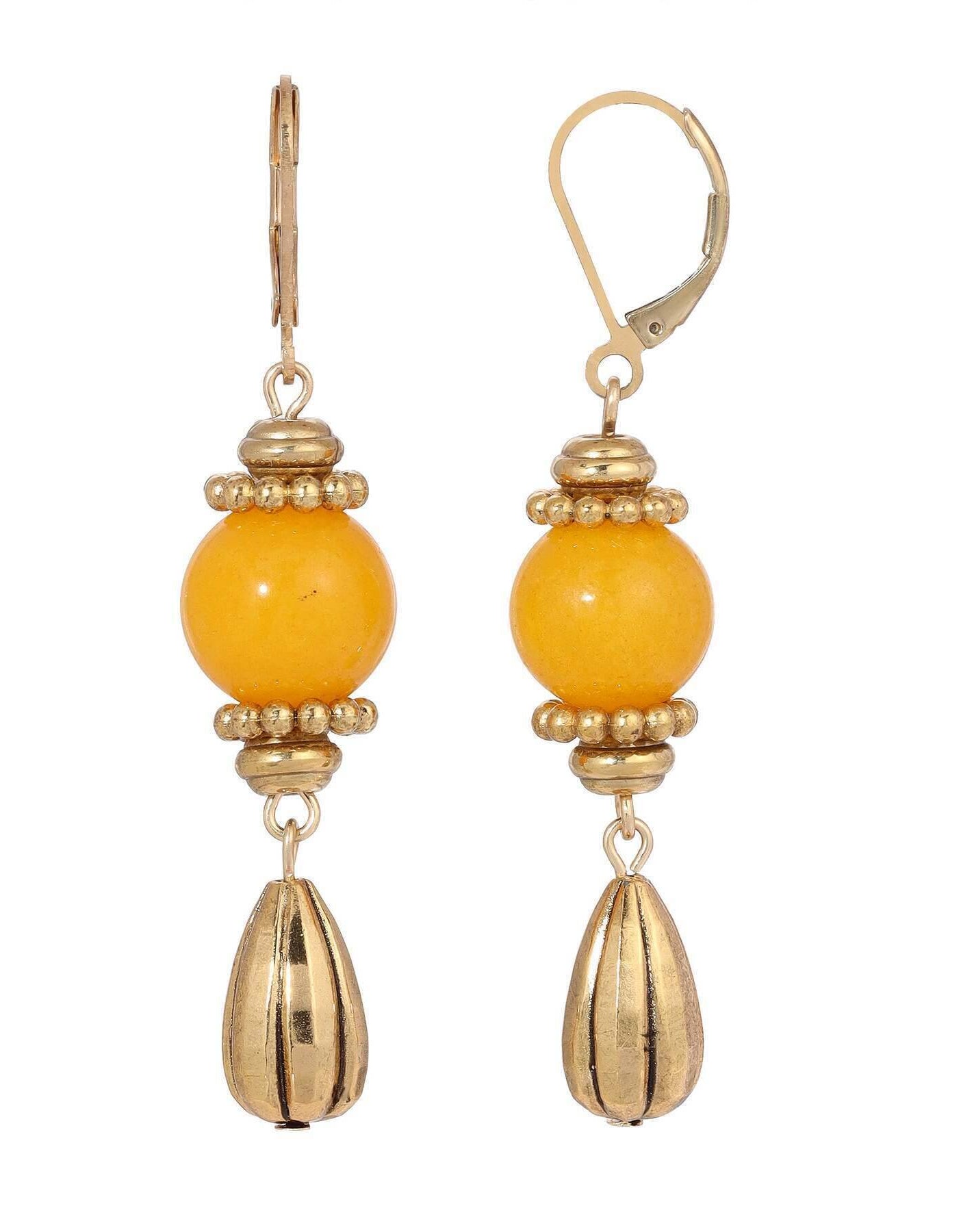 1928 Jewelry Round Gemstone Melon Cut Teardrop Earrings