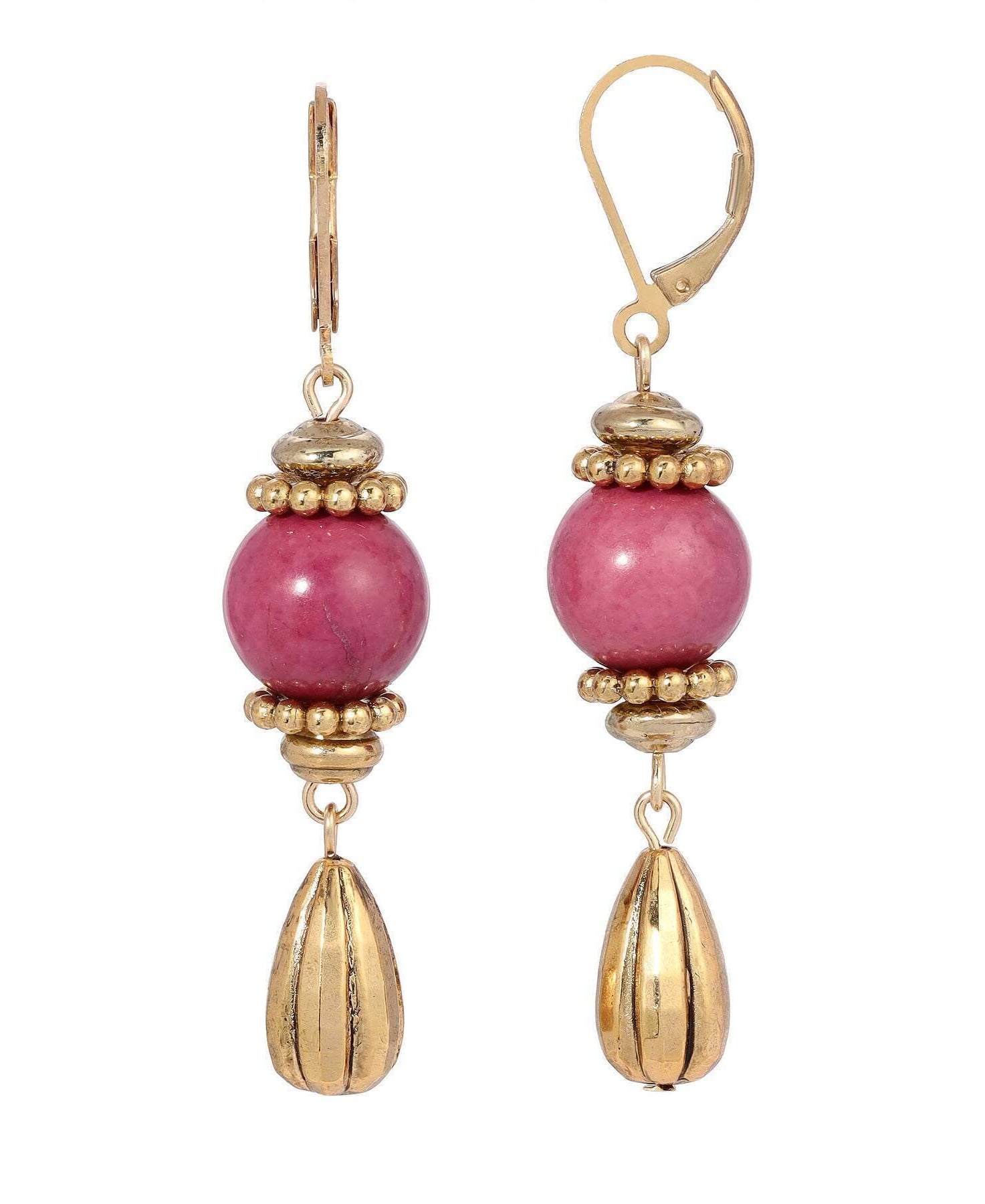 1928 Jewelry Round Gemstone Melon Cut Teardrop Earrings