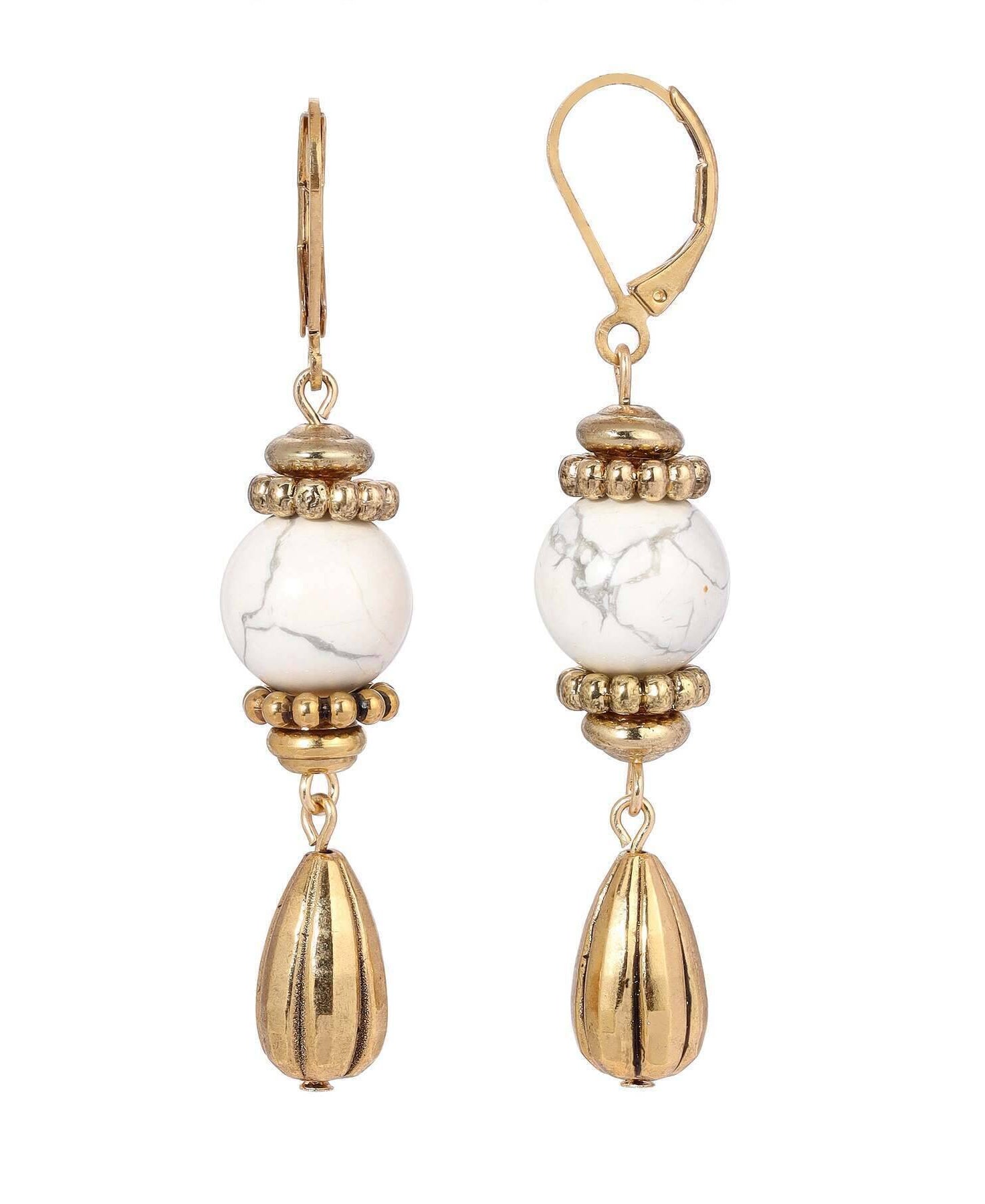 1928 Jewelry Round Gemstone Melon Cut Teardrop Earrings