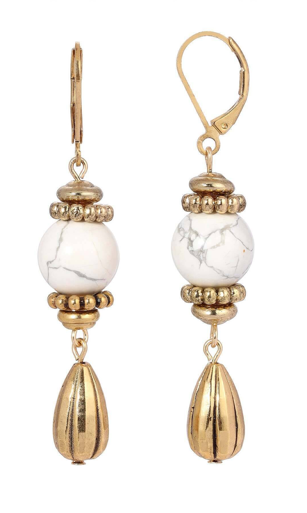 1928 Jewelry Round Gemstone Melon Cut Teardrop Earrings