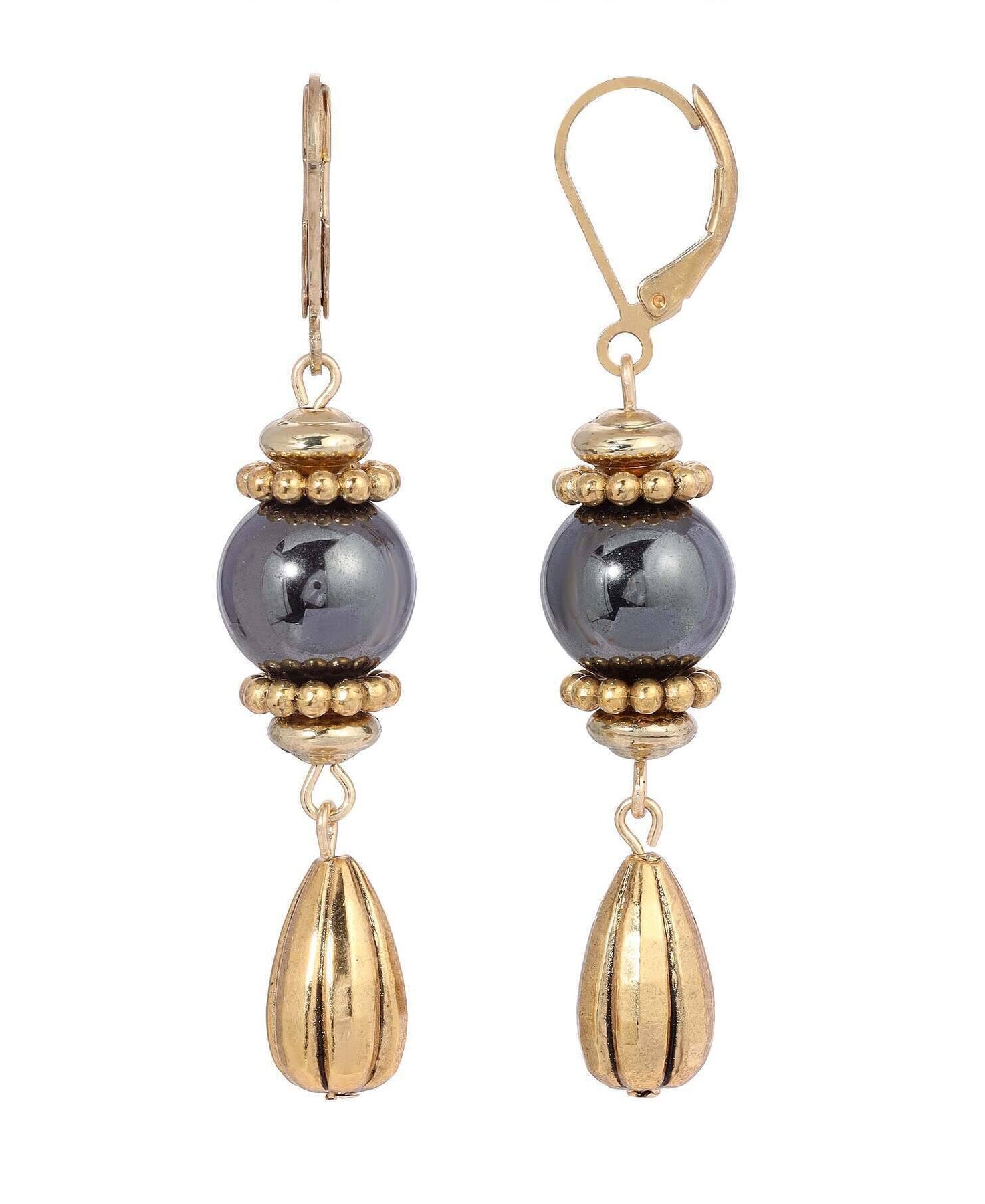 1928 Jewelry Round Gemstone Melon Cut Teardrop Earrings