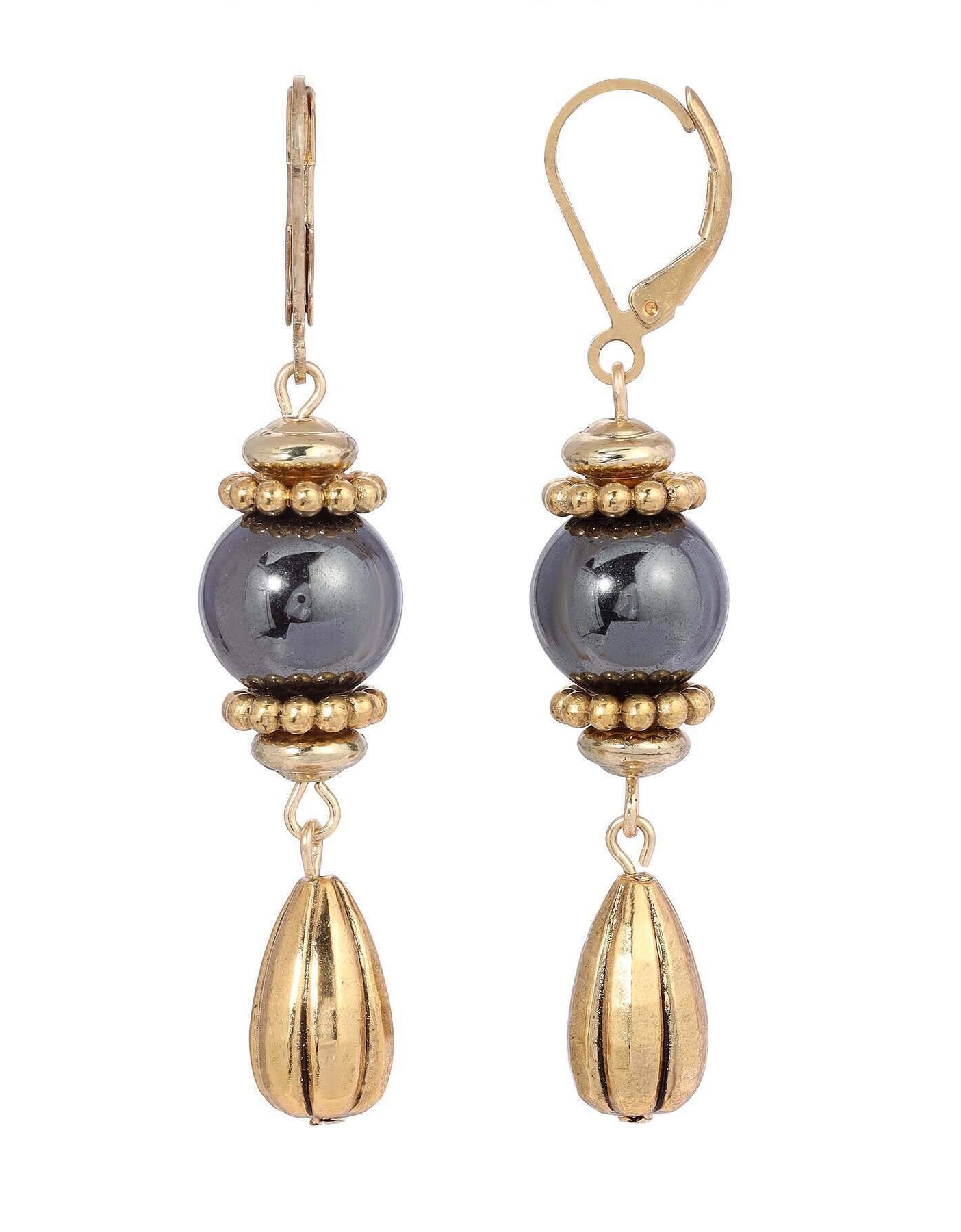 1928 Jewelry Round Gemstone Melon Cut Teardrop Earrings