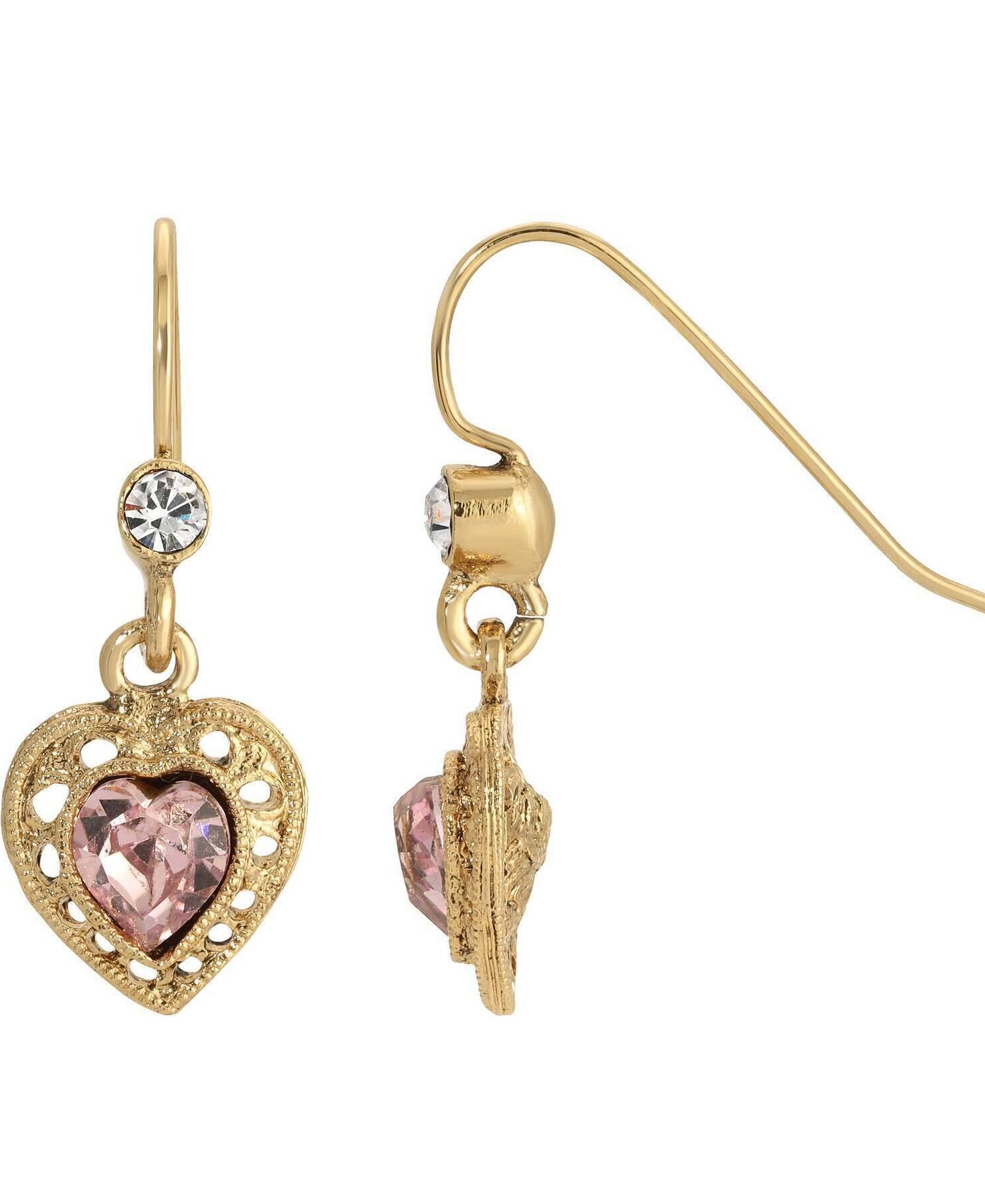 1928 Jewelry Petite Crystal Heart Drop Earrings