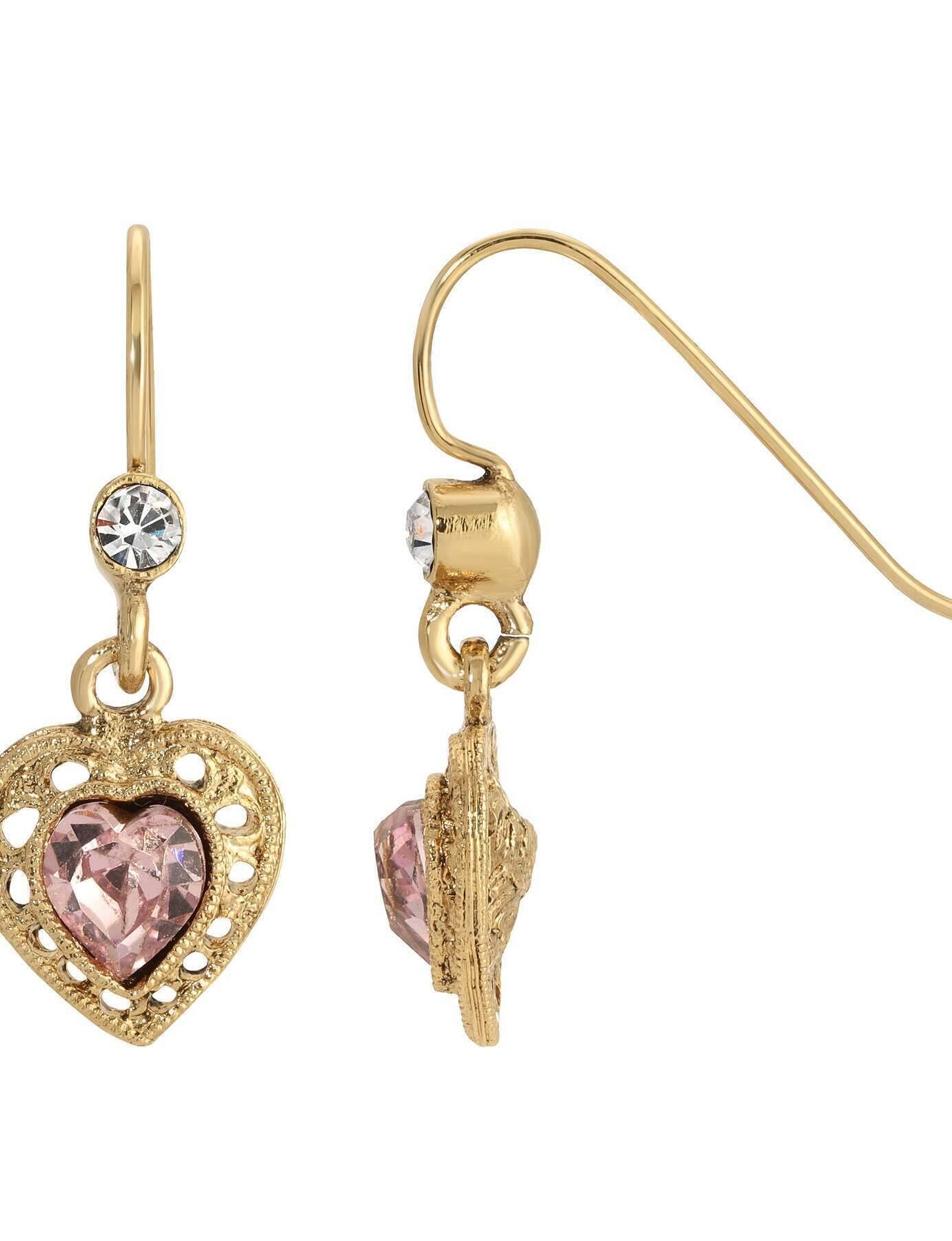 1928 Jewelry Petite Crystal Heart Drop Earrings
