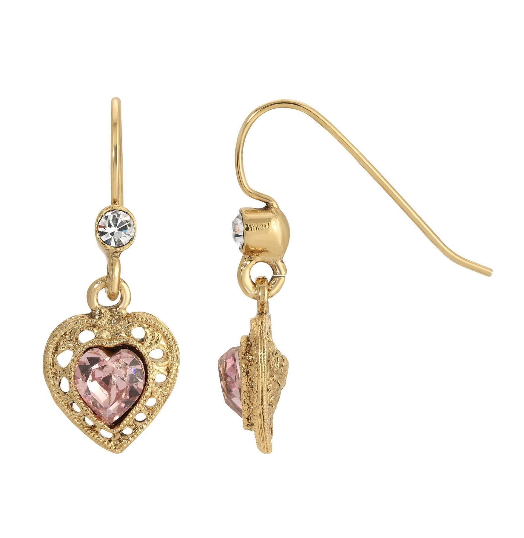 1928 Jewelry Petite Crystal Heart Drop Earrings