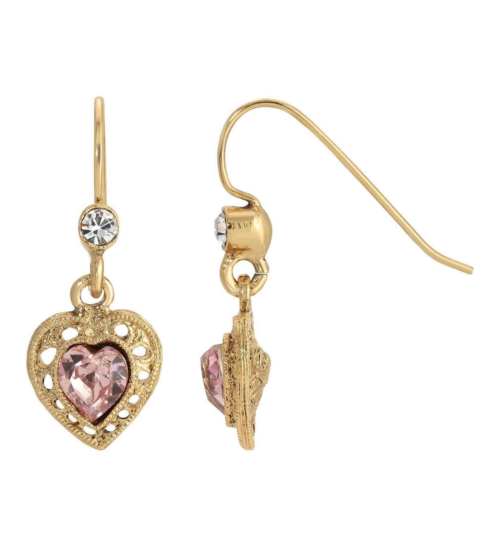 1928 Jewelry Petite Crystal Heart Drop Earrings