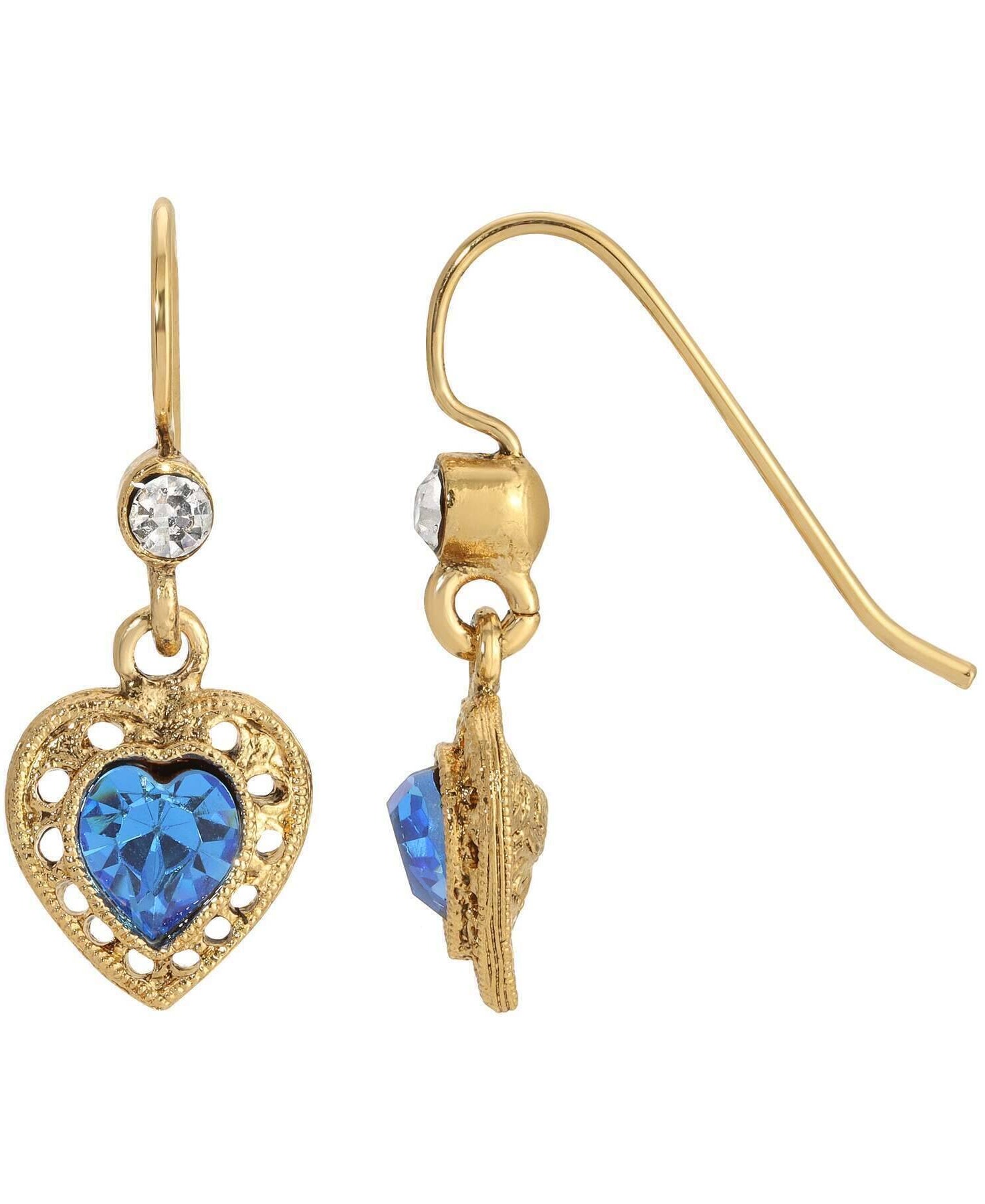 1928 Jewelry Petite Crystal Heart Drop Earrings