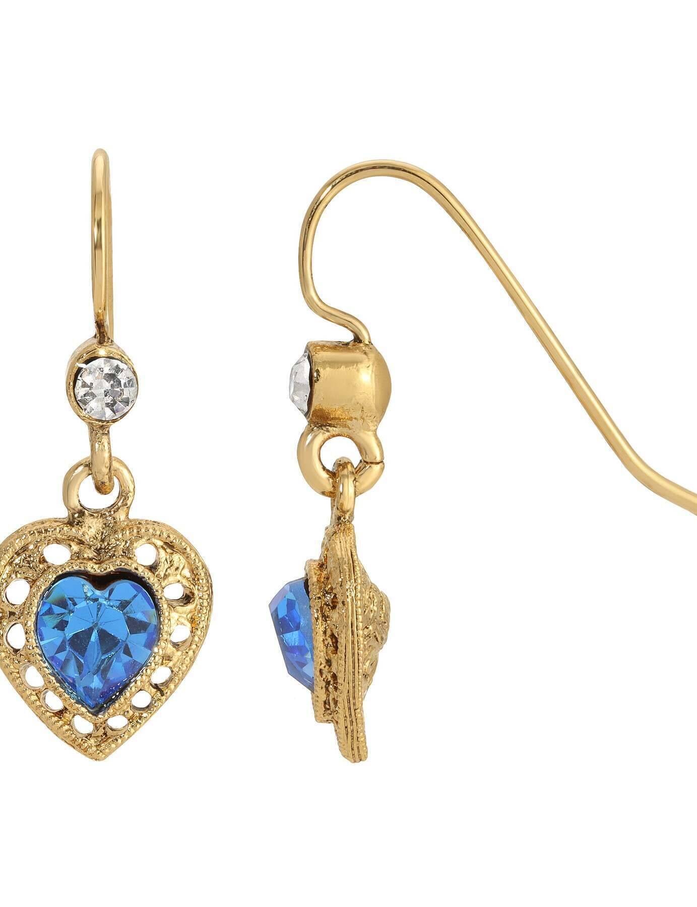 1928 Jewelry Petite Crystal Heart Drop Earrings